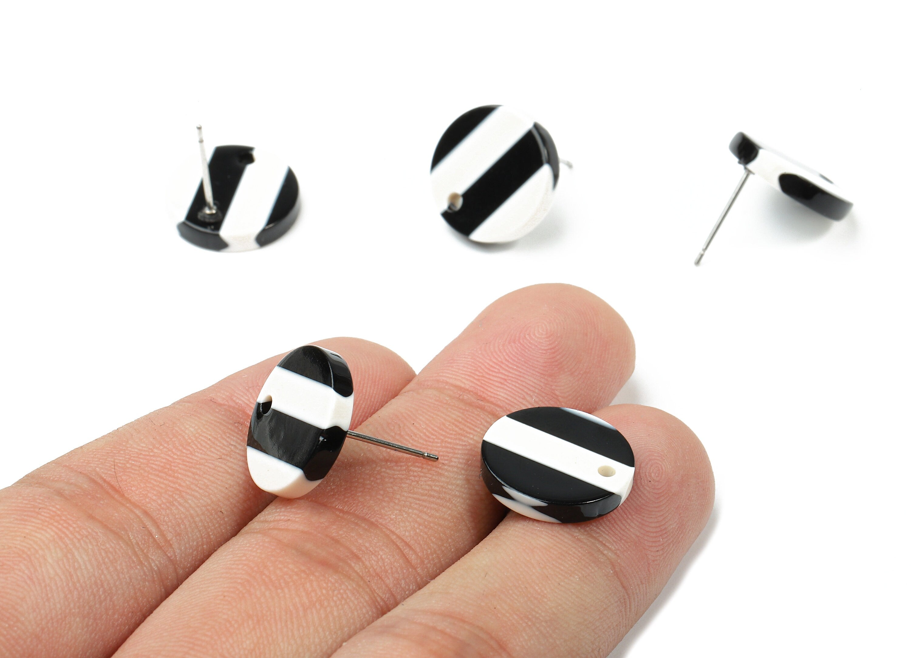 Acetate Round Earring Post - Acetate Round Earring Stud - Earring Stud Findings - Color Code: A64 - 14.6x14.6x2.28mm - AC1385-A64 - DOMEDBAZAAR