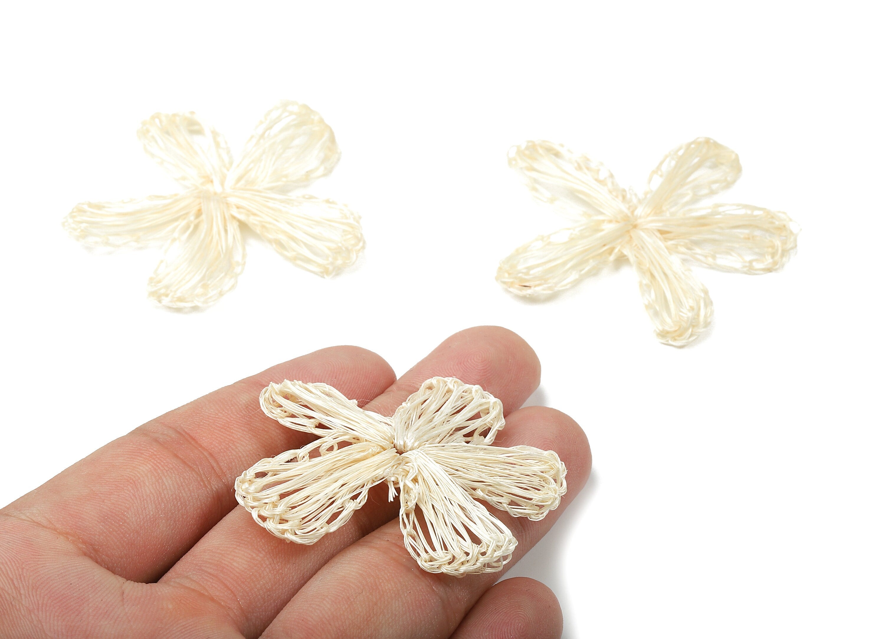 Handwoven Rattan Flower Charms - Rattan Flower Earrings and Pendant - Woven Earrings - Jewelry Handmade - 5.5x5x3.35mm - RT1333 - DOMEDBAZAAR