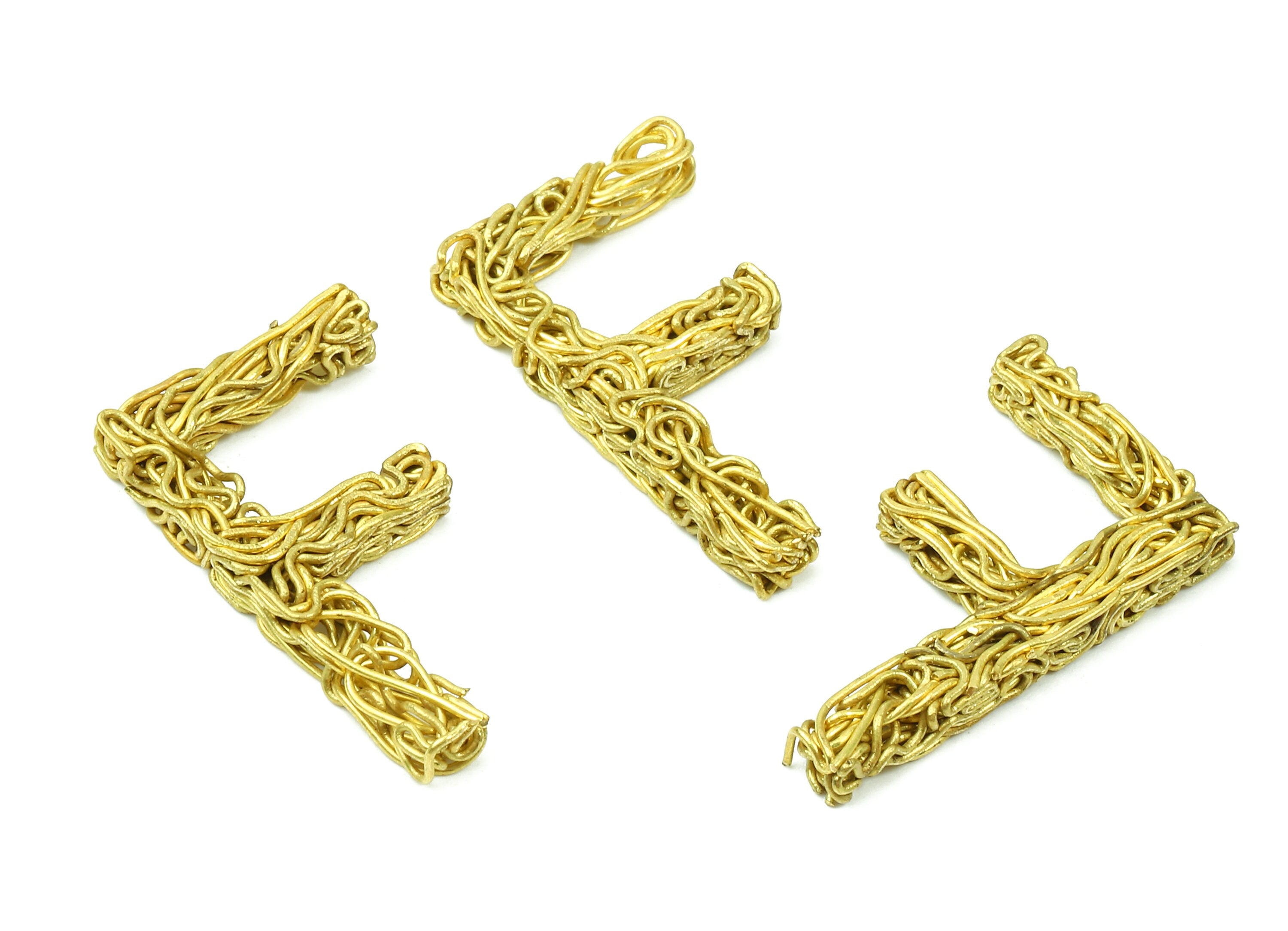 Brass F letter Pendant - Raw Brass Hammered Wire Letter F Alphabets Charms - Jewelry Supplies - 27.98x16.68x3.95mm - PP2924 - DOMEDBAZAAR