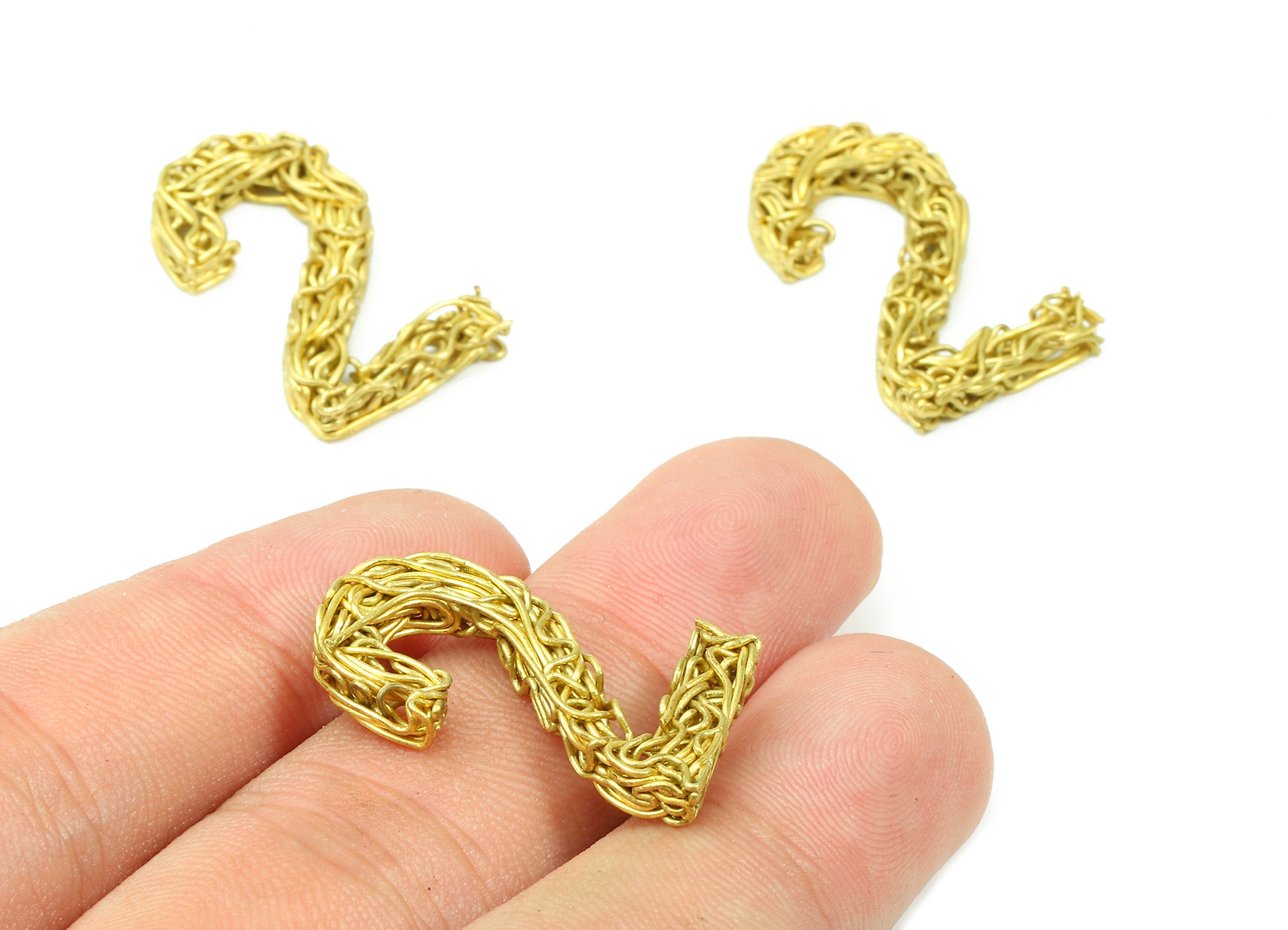 Brass 2 Number Pendant - Raw Brass Hammered Wires 2 Number Charms - Jewelry Supplies - 26.38x15.63x3.35mm - PP2911 - DOMEDBAZAAR