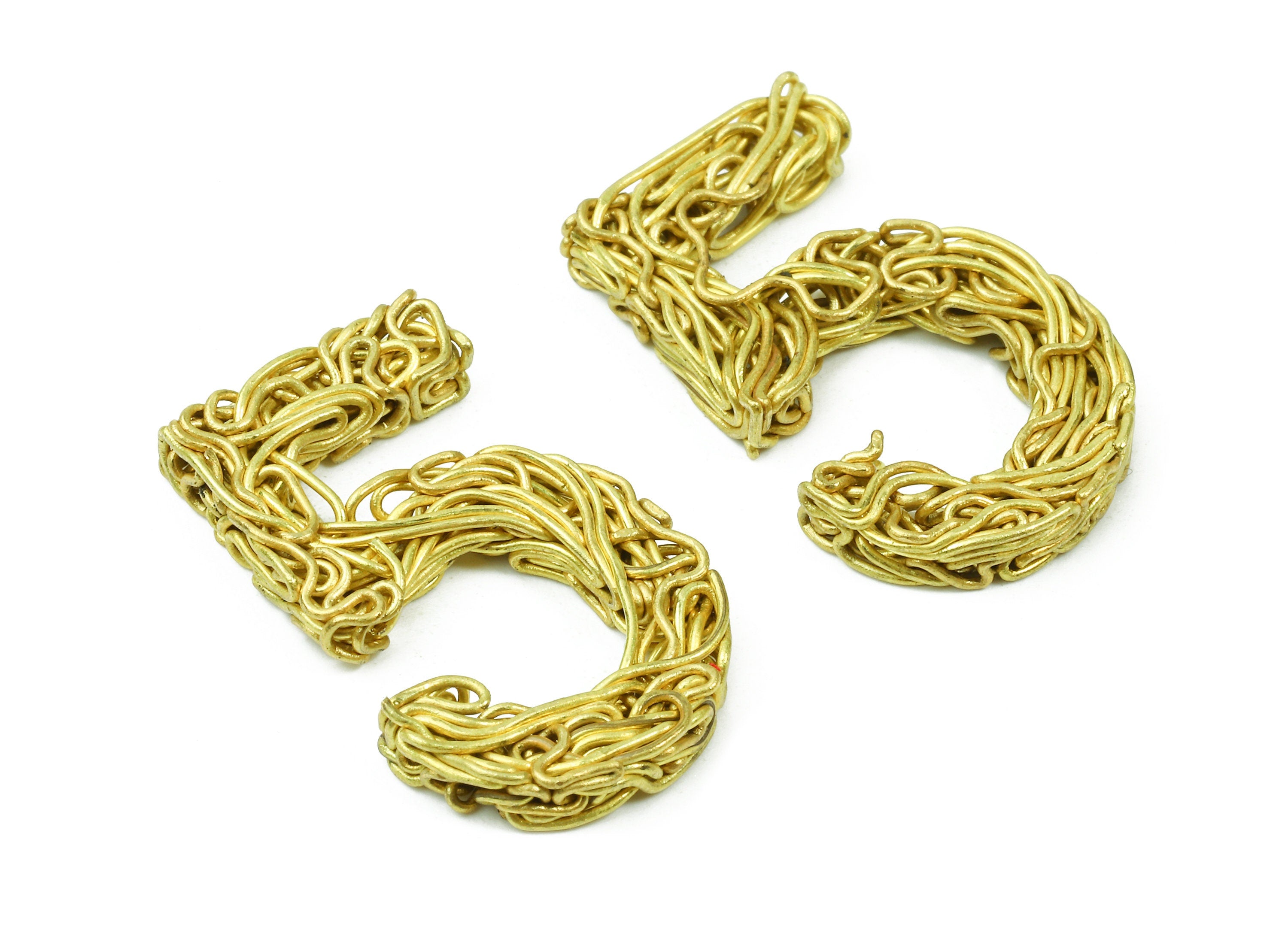Brass 5 Number Pendant - Raw Brass Hammered Wires 5 Number Charms - Jewelry Supplies - 26.03x16.23x3.36mm - PP2914 - DOMEDBAZAAR