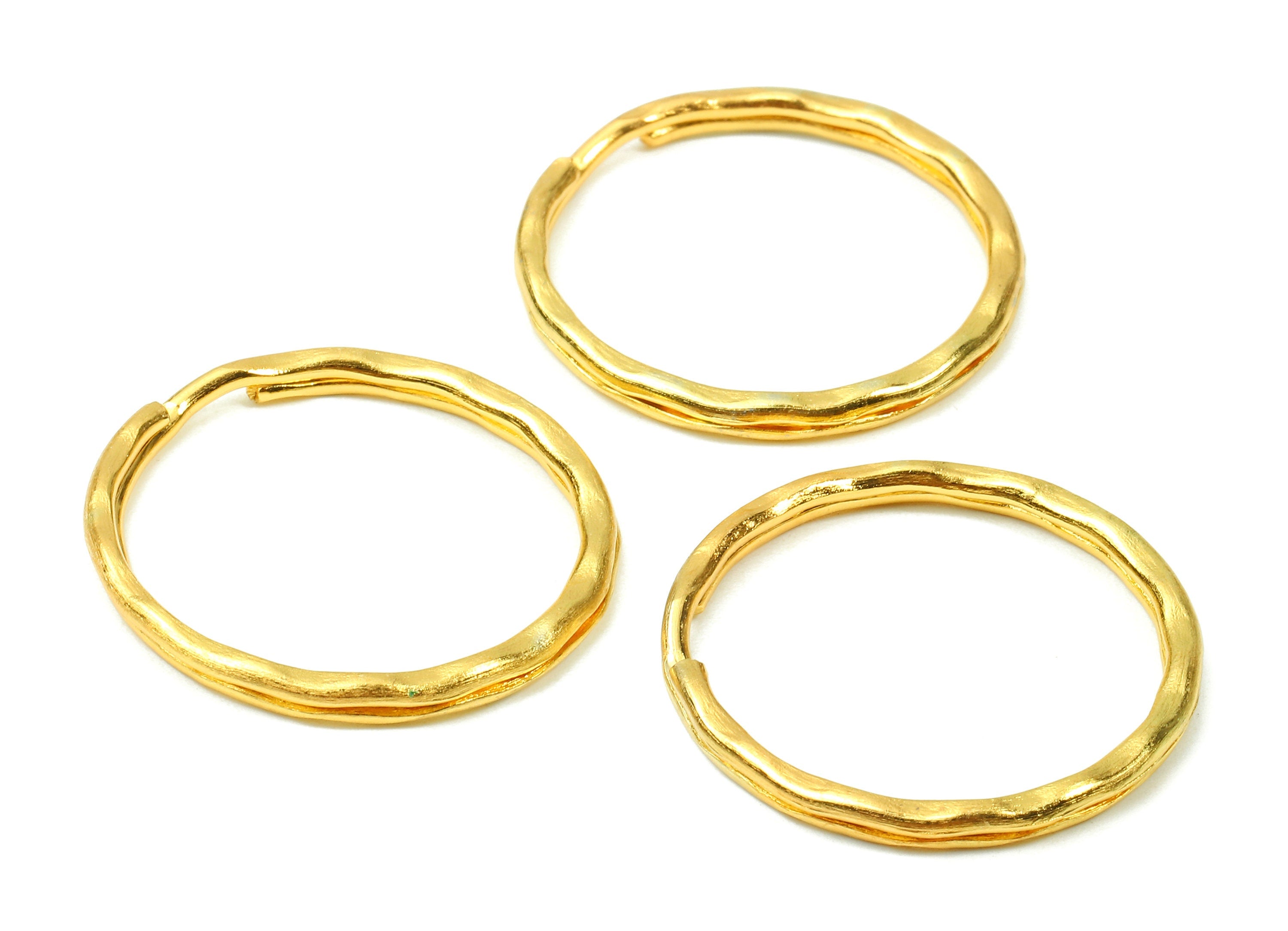 Gold Tone Metal Key Rings - Split Rings - Circle Key Rings - Keychain Connectors - Key Ring Findings - 27.64x27.64x1.5mm - PP2855G - DOMEDBAZAAR