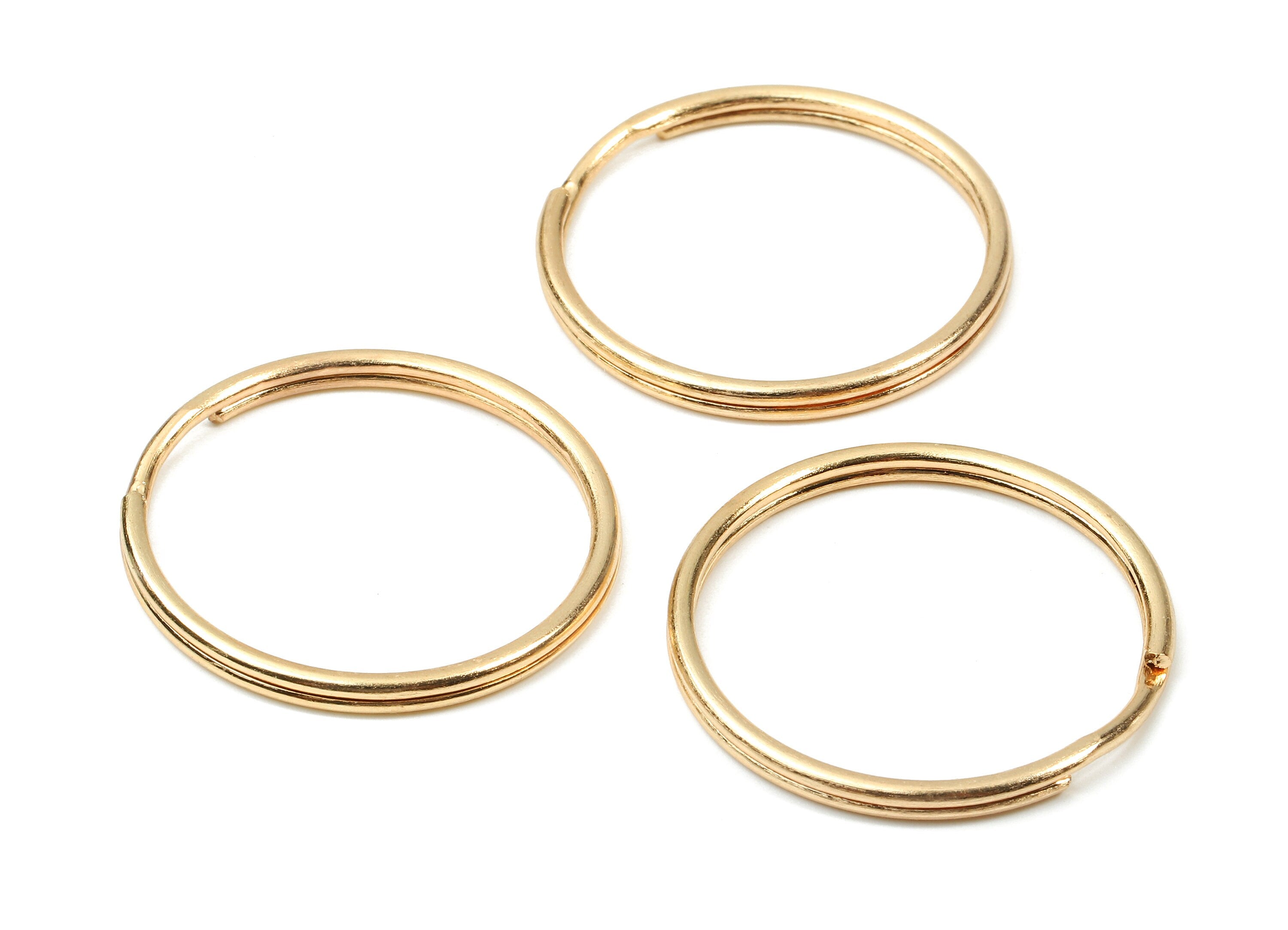 KC Gold Tone Metal Key Rings - Split Rings - Circle Key Rings - Keychain Connectors - Key Ring Findings - 29.37x29.37x1.73mm - PP2853KC - DOMEDBAZAAR