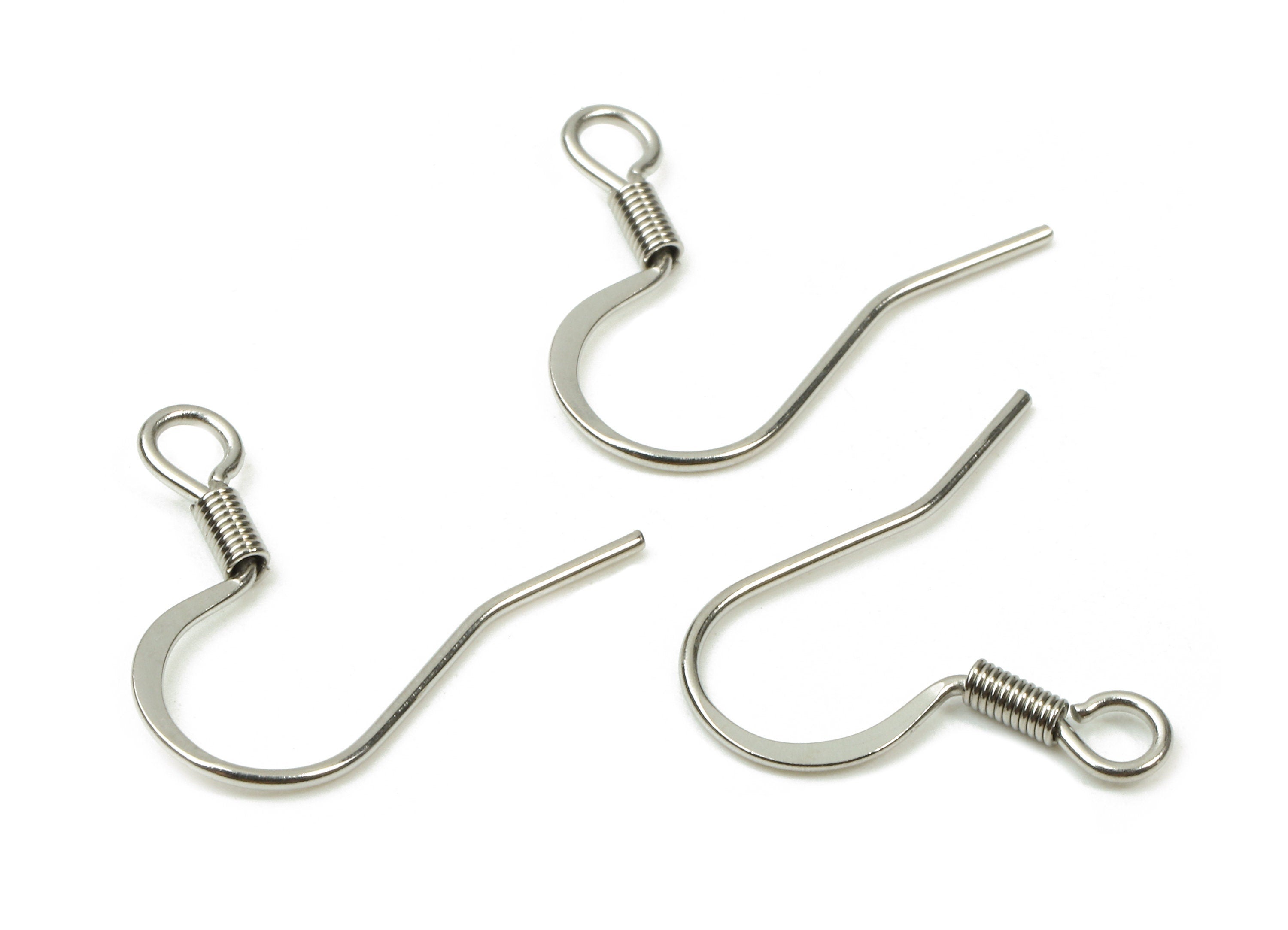 Brass Earring Hook - Brass Earring Wires - Silver Tone Plated - Earring Findings - Jewelry Supplies - 18.78x16.36x1.66mm - PP2823 - DOMEDBAZAAR