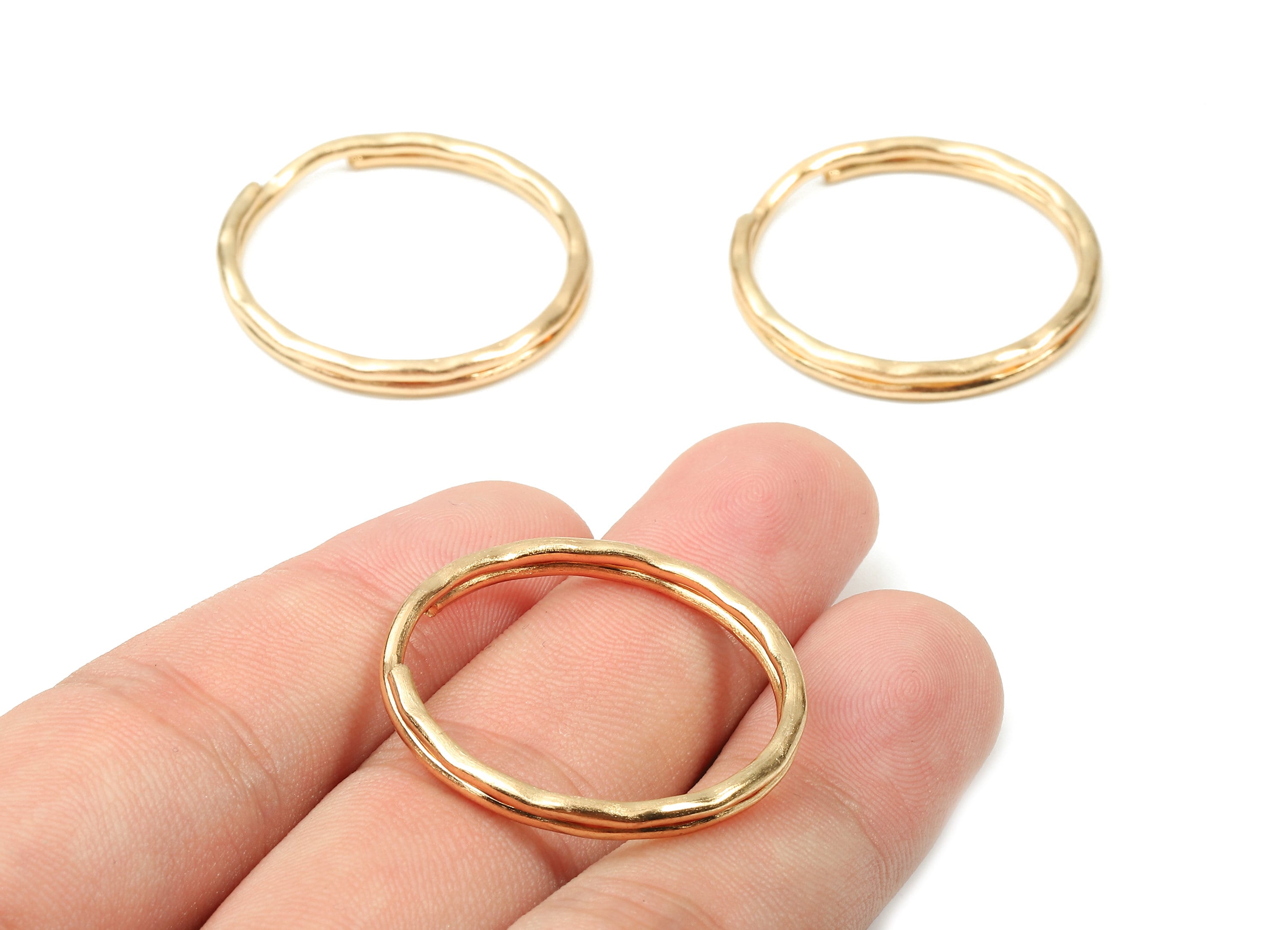 KC Gold Tone Metal Key Rings - Split Rings - Circle Key Rings - Keychain Connectors - Key Ring Findings - 30.36x30.36x1.7mm - PP2856KC - DOMEDBAZAAR