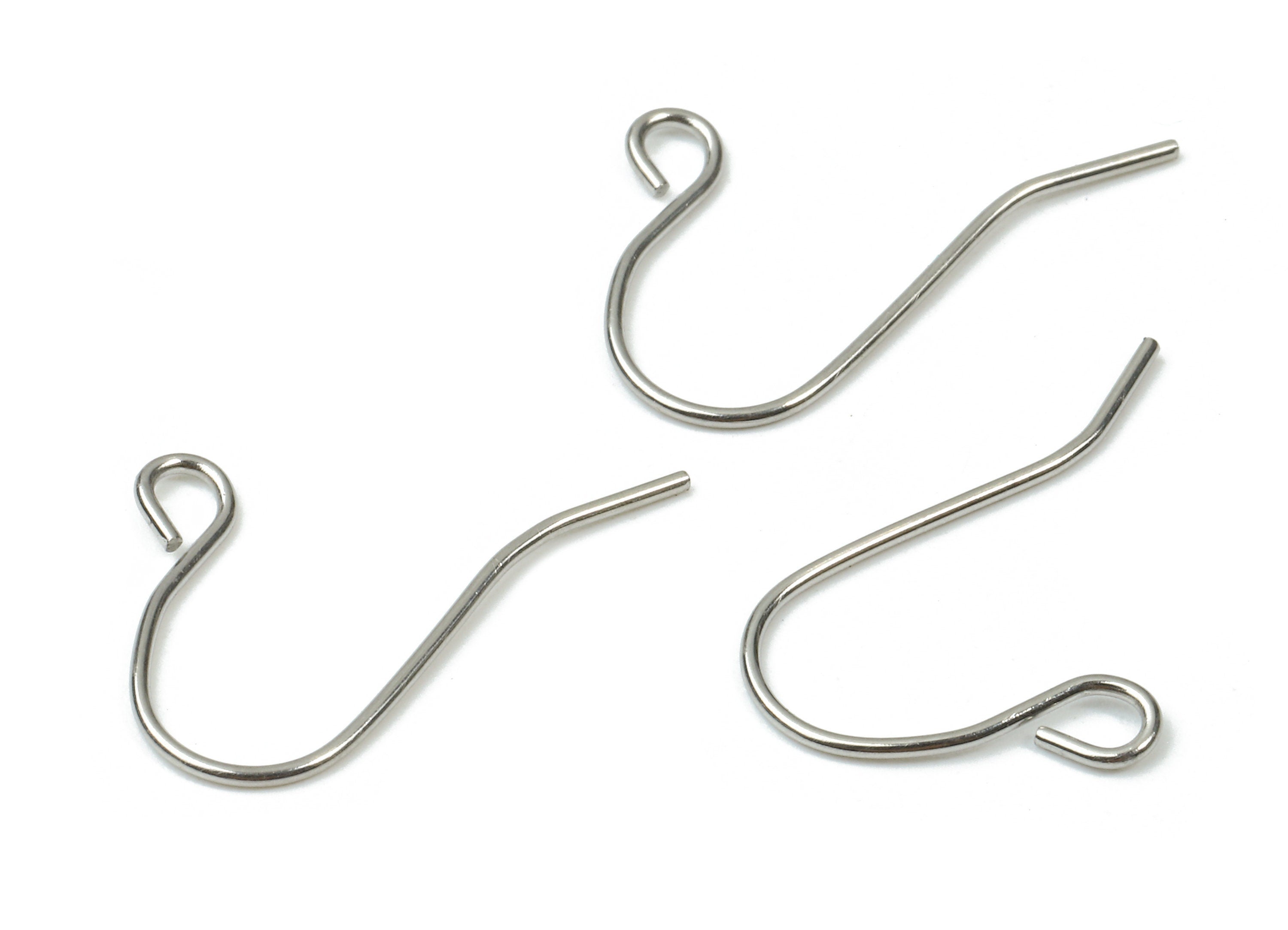 Brass Earring Hook - Brass Earring Wires - Silver Tone Plated - Earring Findings - Jewelry Supplies - 20.95x11.92x0.68mm - PP2828 - DOMEDBAZAAR