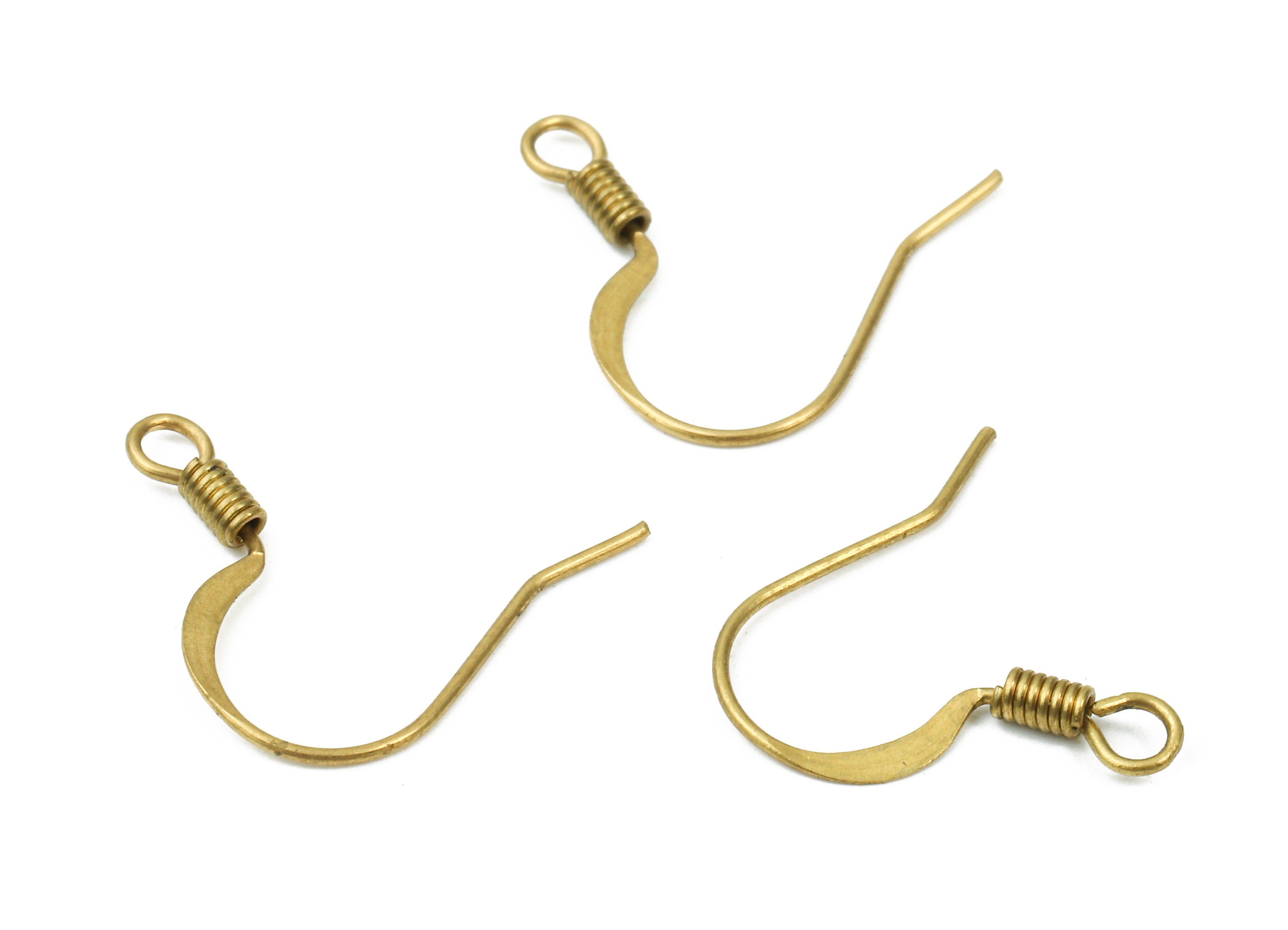 Brass Earring Hooks - Raw Brass Hammered Earring Wires - Earring Findings - Jewelry Supplies - 16.79x16.63x1.94mm - PP2829 - DOMEDBAZAAR