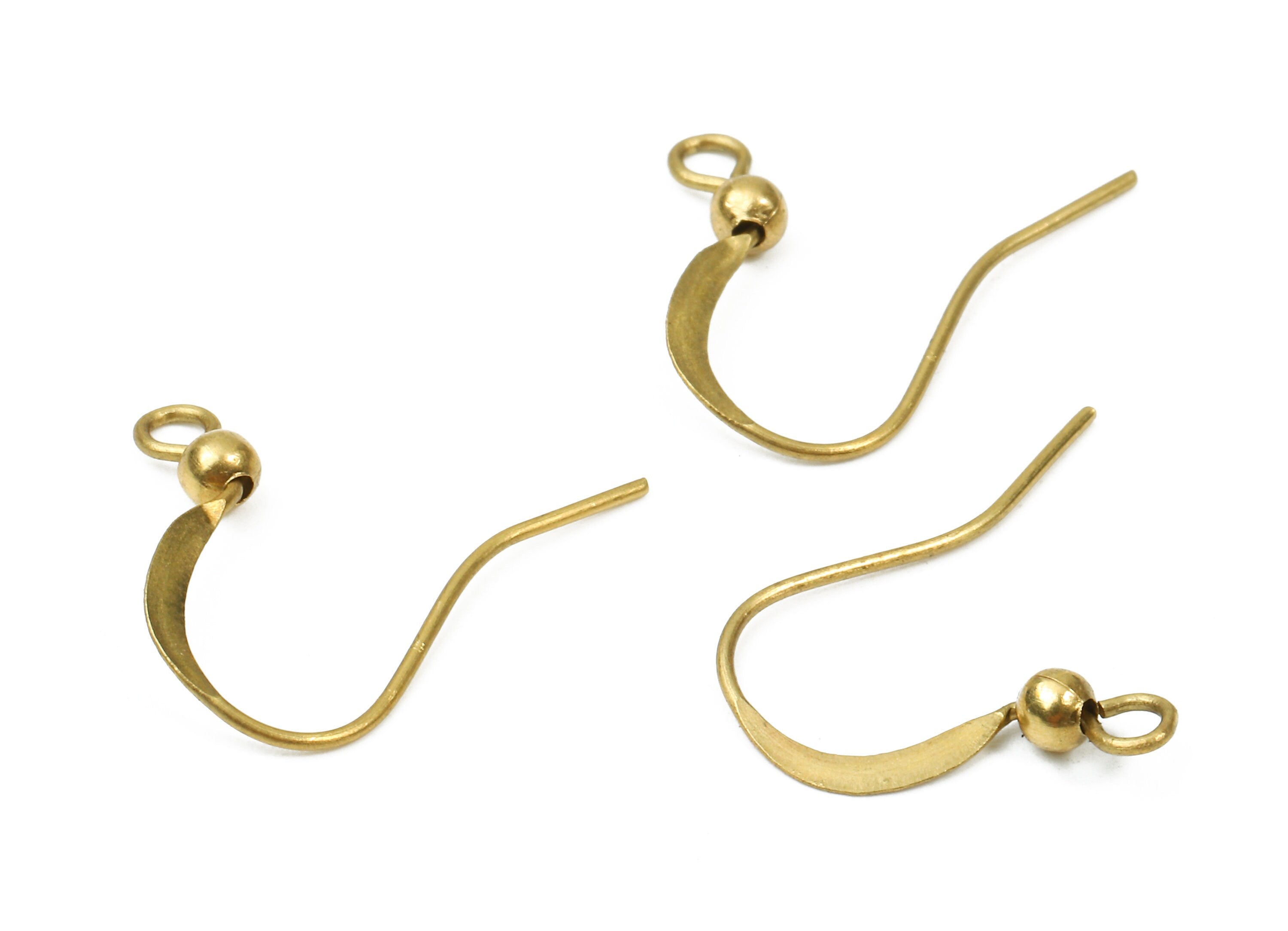 Brass Earring Hooks 3.2 - Raw Brass Hammered Earring Wires - Earring Findings - Jewellery Supplies - 20.48x16.7x2.95mm - PP2830 - DOMEDBAZAAR