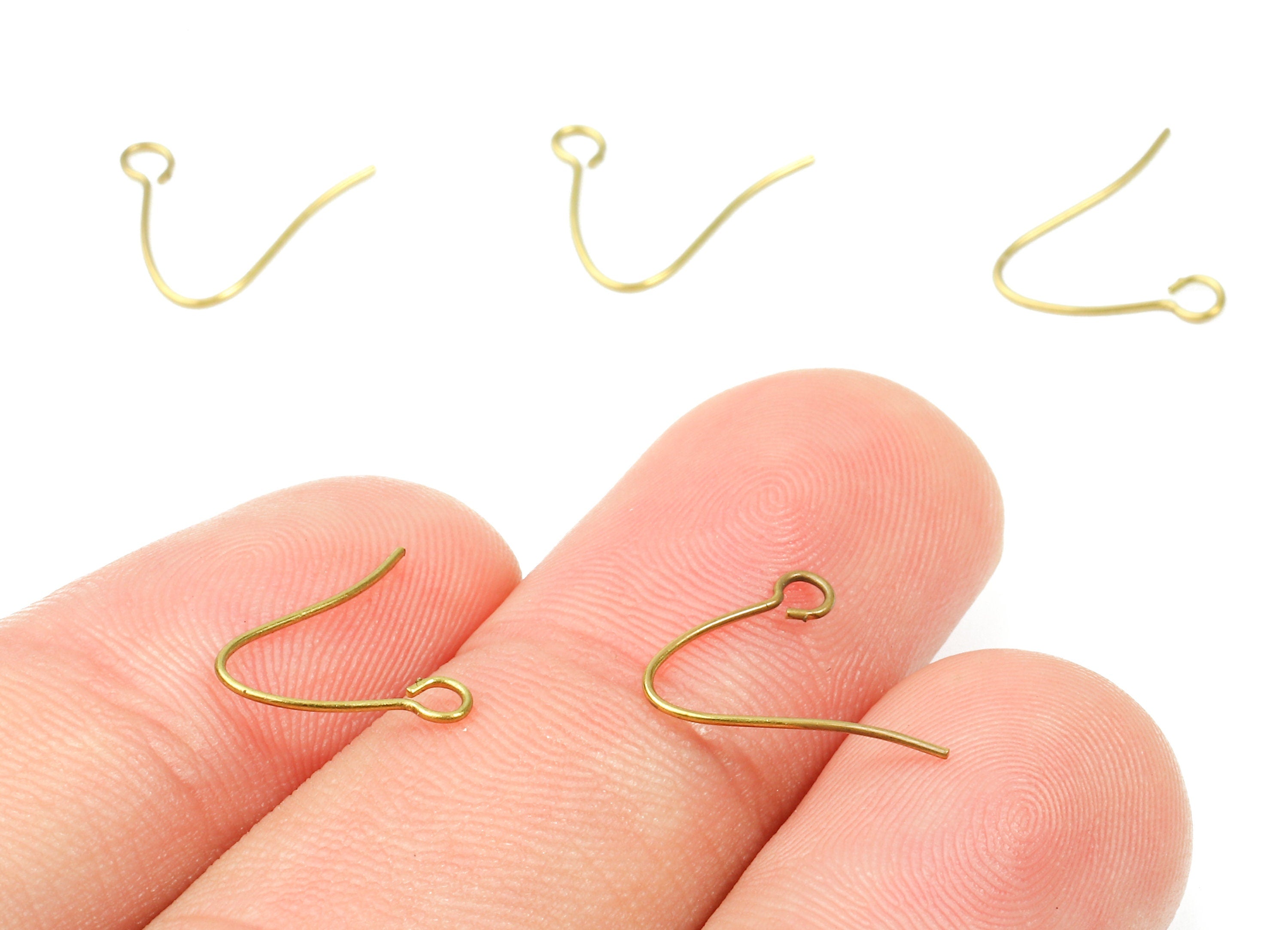 Brass Earring Hooks 0.5 - Raw Brass Earring Wires - Earring Findings - Jewelry Supplies - 12.08x10.34x0.49mm - PP2833 - DOMEDBAZAAR
