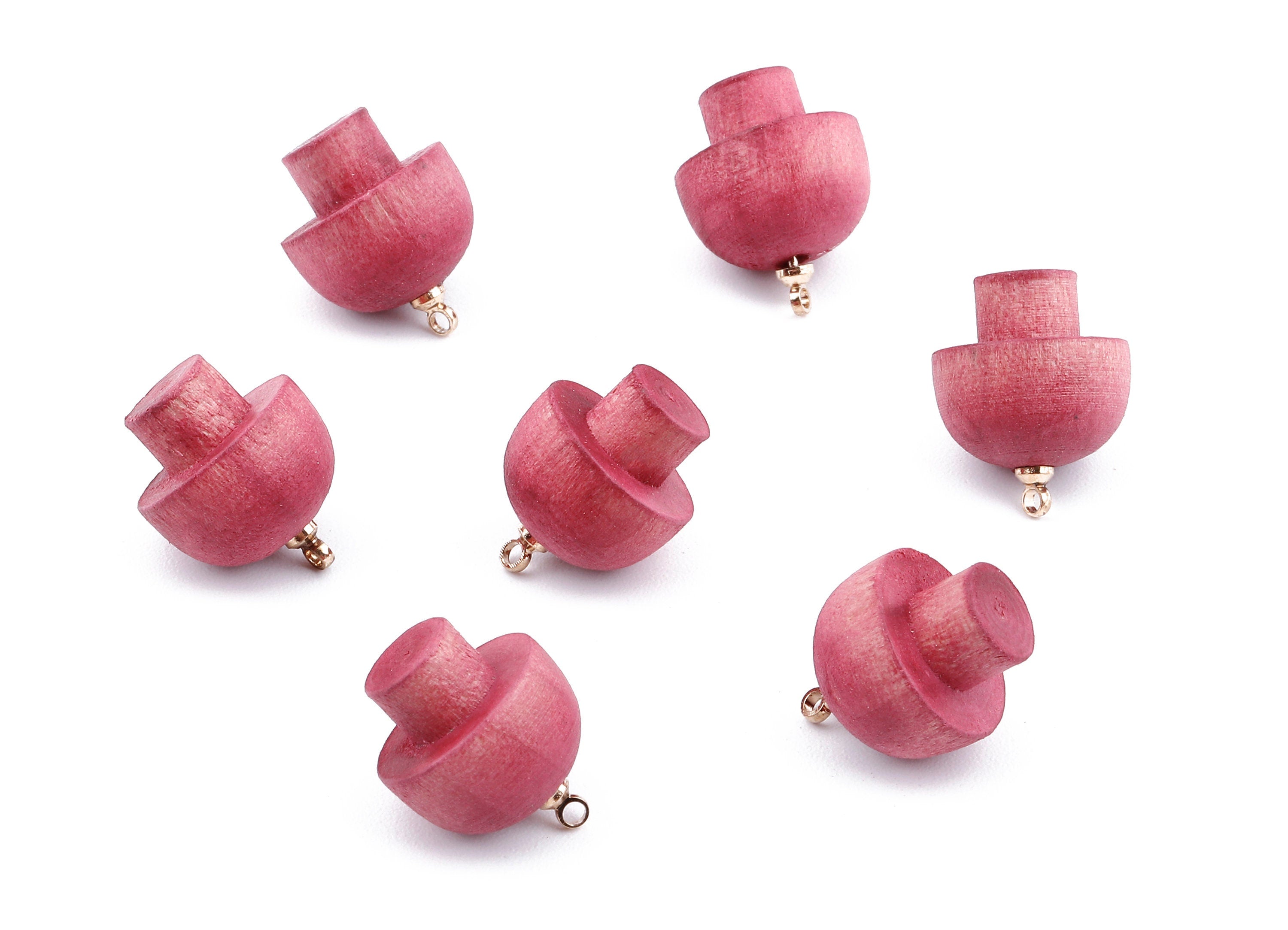 Wooden Mushroom Charms - Wooden Mushroom Pendant - Natural Wood Mushroom Earring Pendant - Wood with Alloy - 16.61x13.69mm - BB1090 - DOMEDBAZAAR