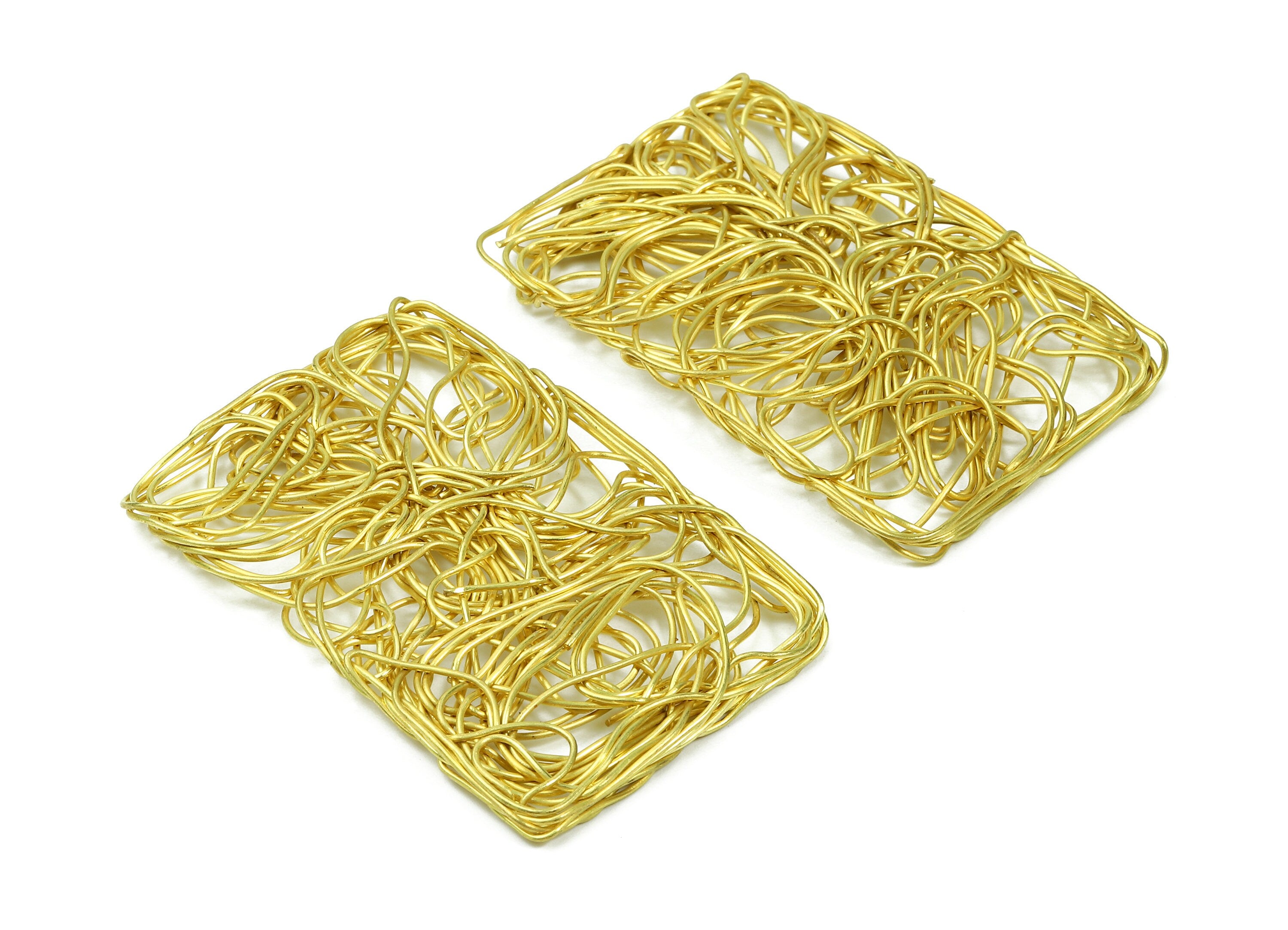 Brass Rectangle Charms - Brass Rectangle Hammered Earring Wires Pendant - Earring Findings - Jewelry Supplies - 61.32x40.24x3.76mm - PP2903 - DOMEDBAZAAR