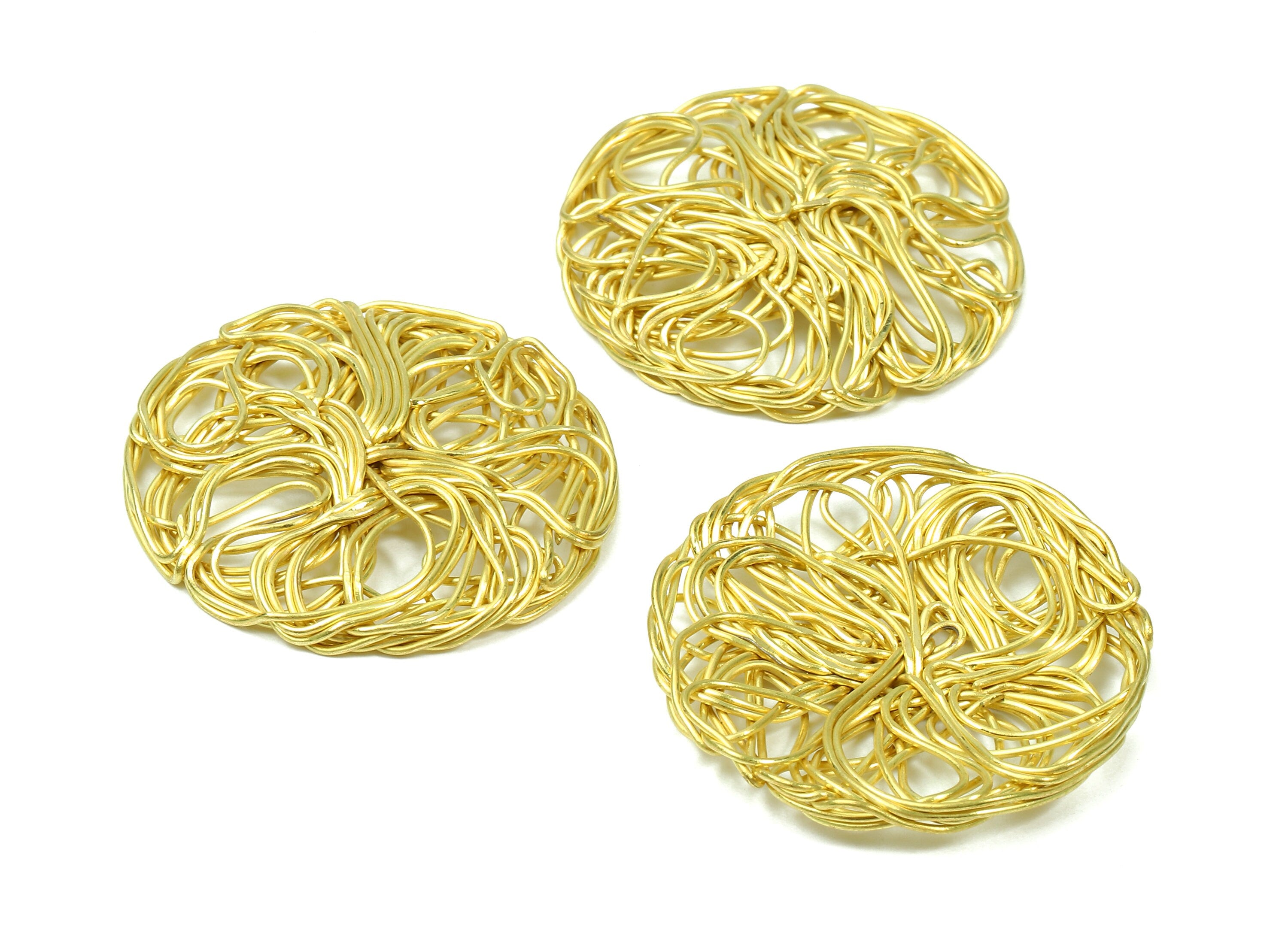 Brass Round Charms - Brass Round Hammered Earring Wires Pendant - Earring Findings - Jewelry Supplies - 38.43x38.43x3.22mm - PP2905 - DOMEDBAZAAR