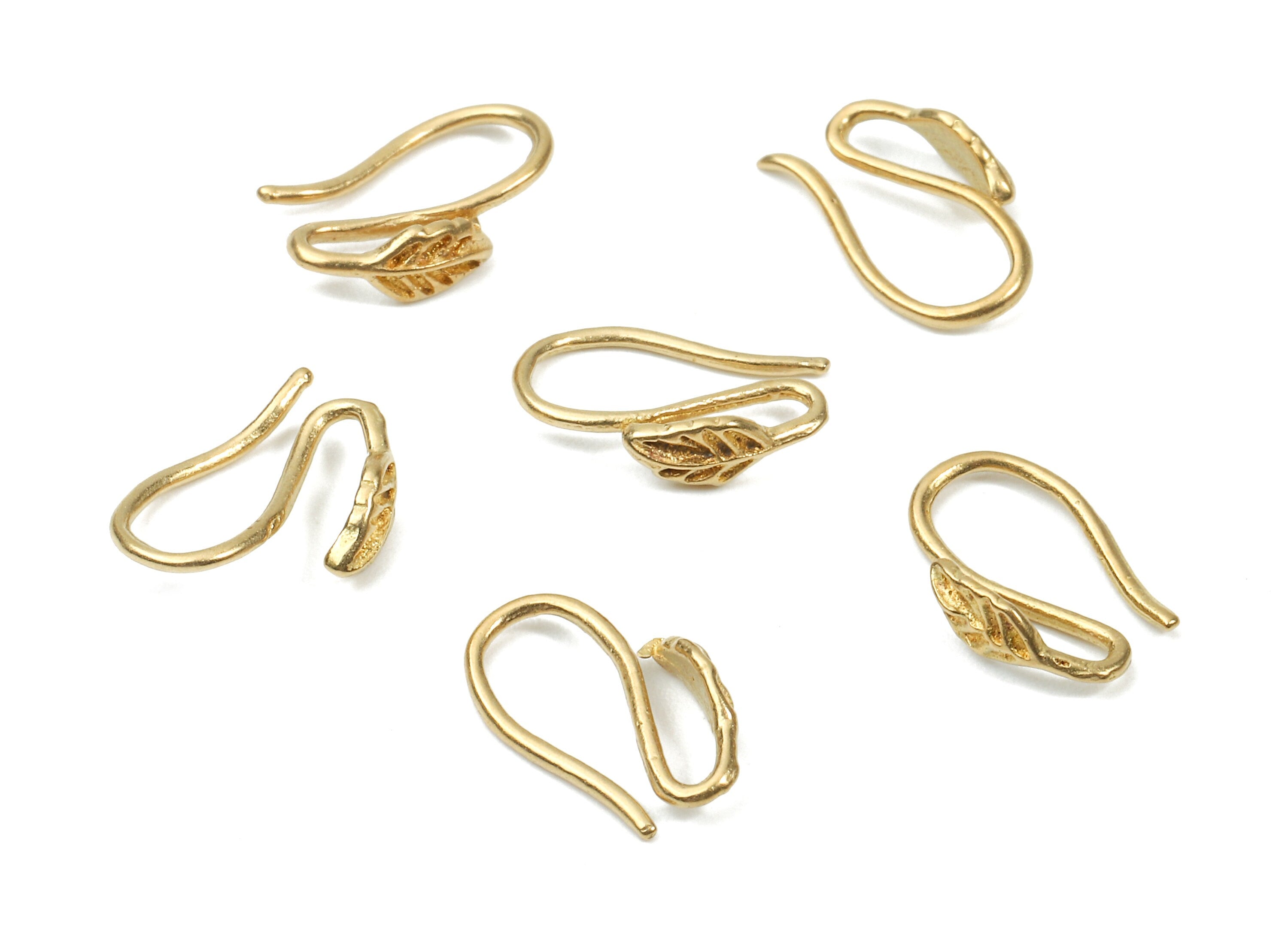Brass Earring Hooks - Raw Brass Earring Wires - Brass Ear Hooks Findings - Leaf Ear Wires - Jewelry Supplies - 11.73x7.29x1.18mm - PP2899 - DOMEDBAZAAR