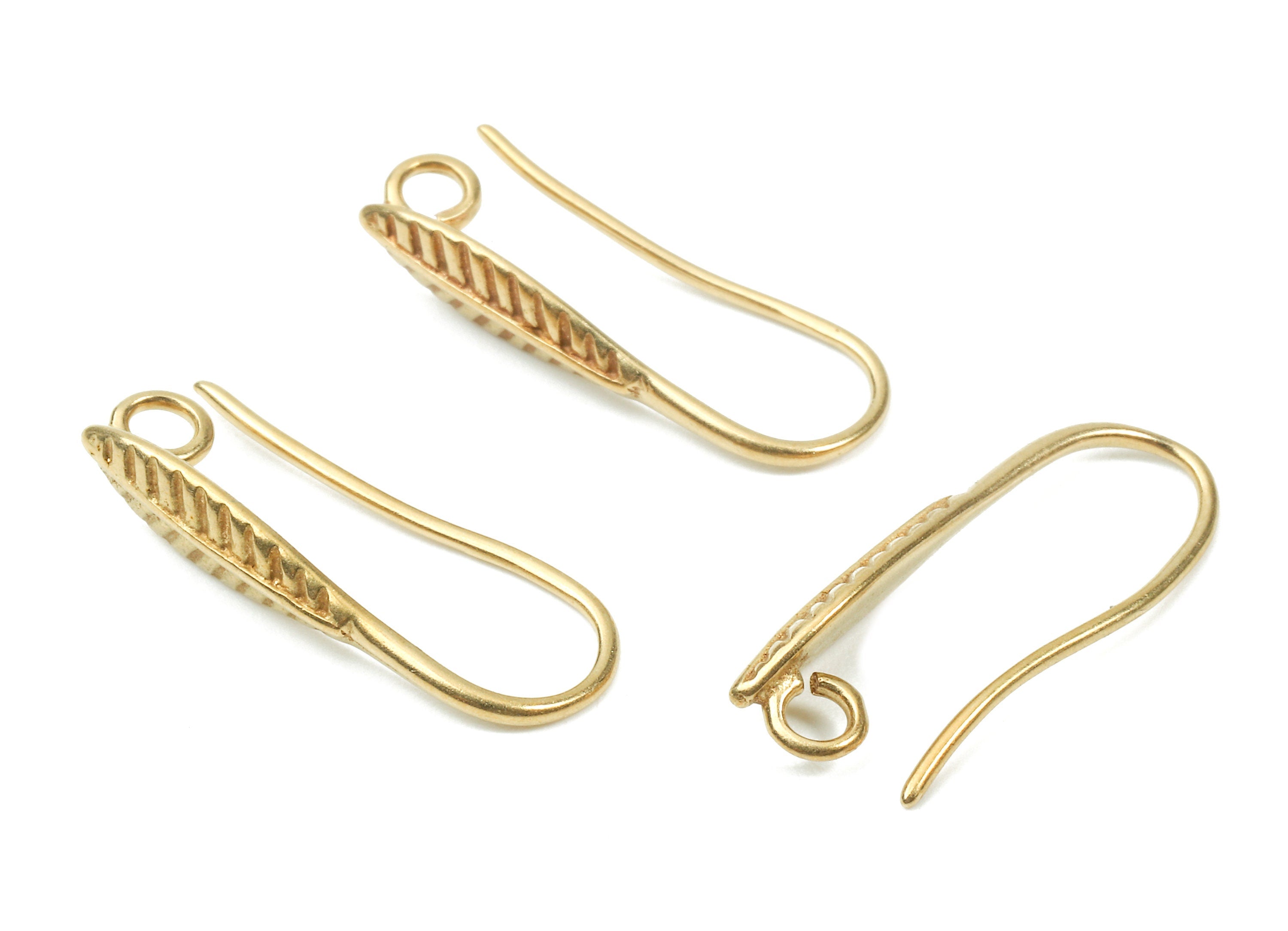 Brass Earring Hooks - Raw Brass Earring Wires - Brass Ear Hooks Findings - Leaf Ear Wires - Jewelry Supplies - 20.51x8.18x1.68mm - PP2897 - DOMEDBAZAAR