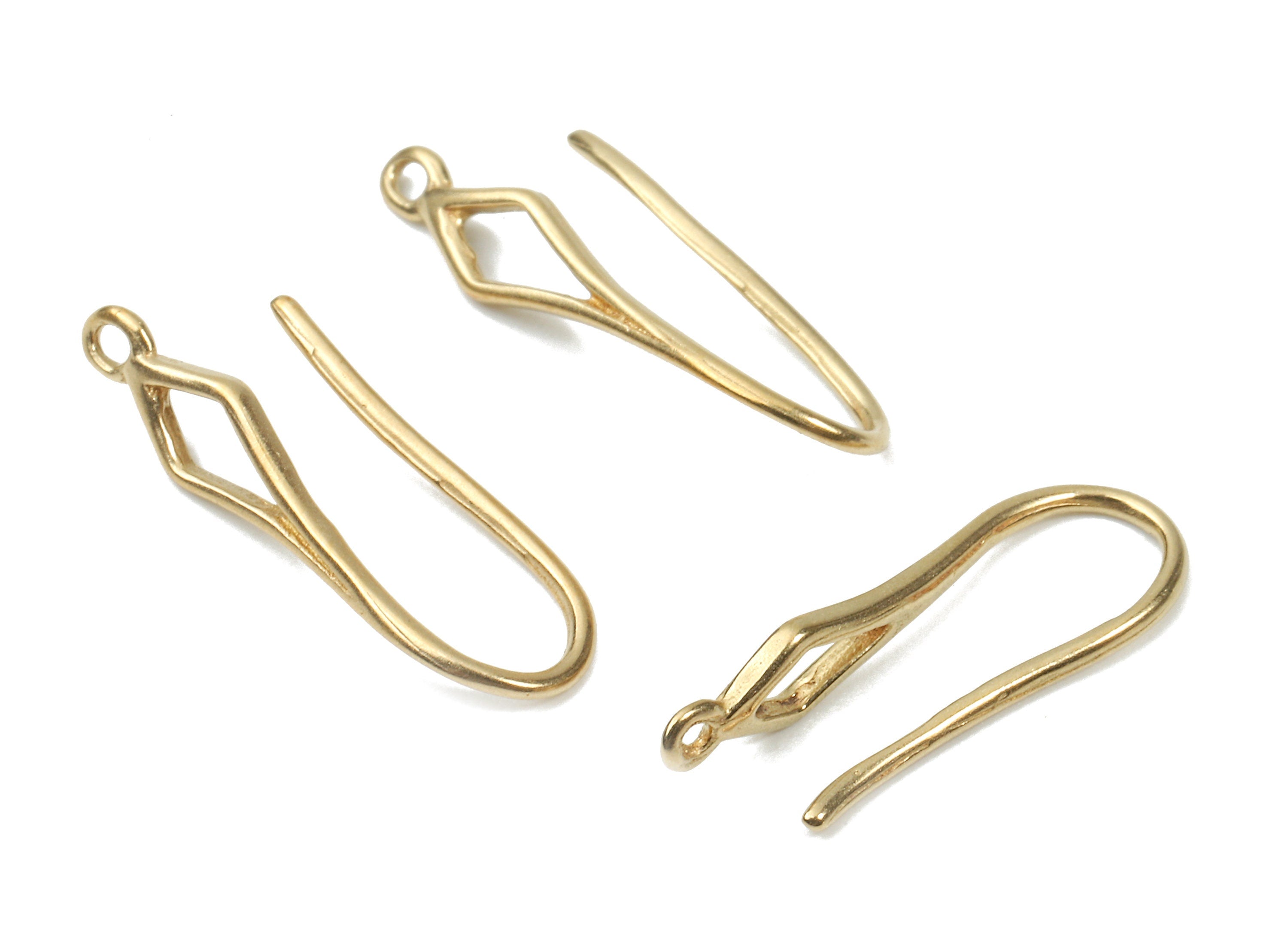 Brass Earring Hooks - Raw Brass Earring Wires - Brass Ear Hooks Findings - Diamond Ear Wires - Jewelry Supplies - 19.66x6.7x1.18mm - PP2894 - DOMEDBAZAAR