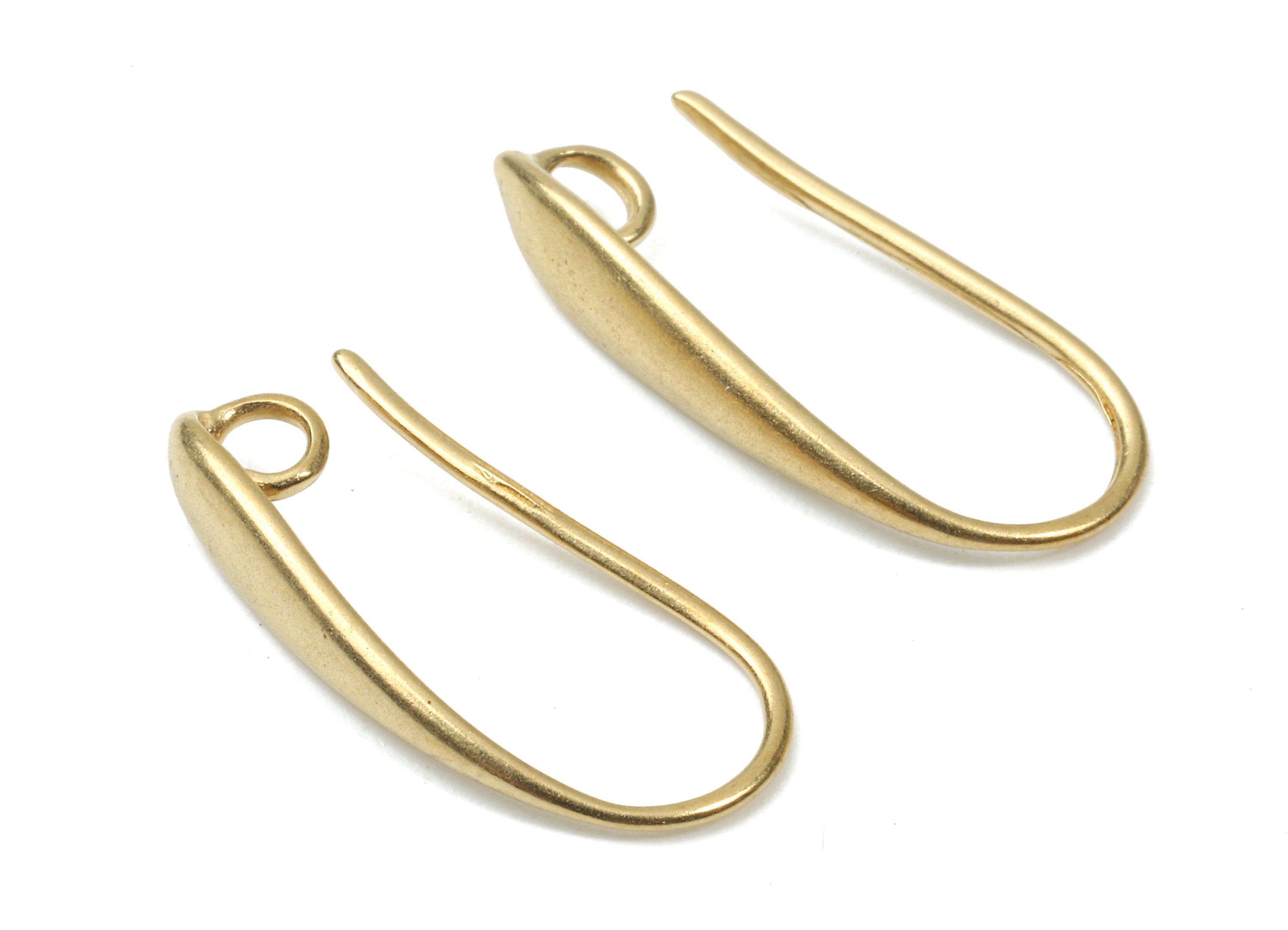 Brass Earring Hooks - Raw Brass Earring Wires - Brass Ear Hooks Findings - Jewelry Supplies - 20.96x10.19x1.37mm - PP2884 - DOMEDBAZAAR