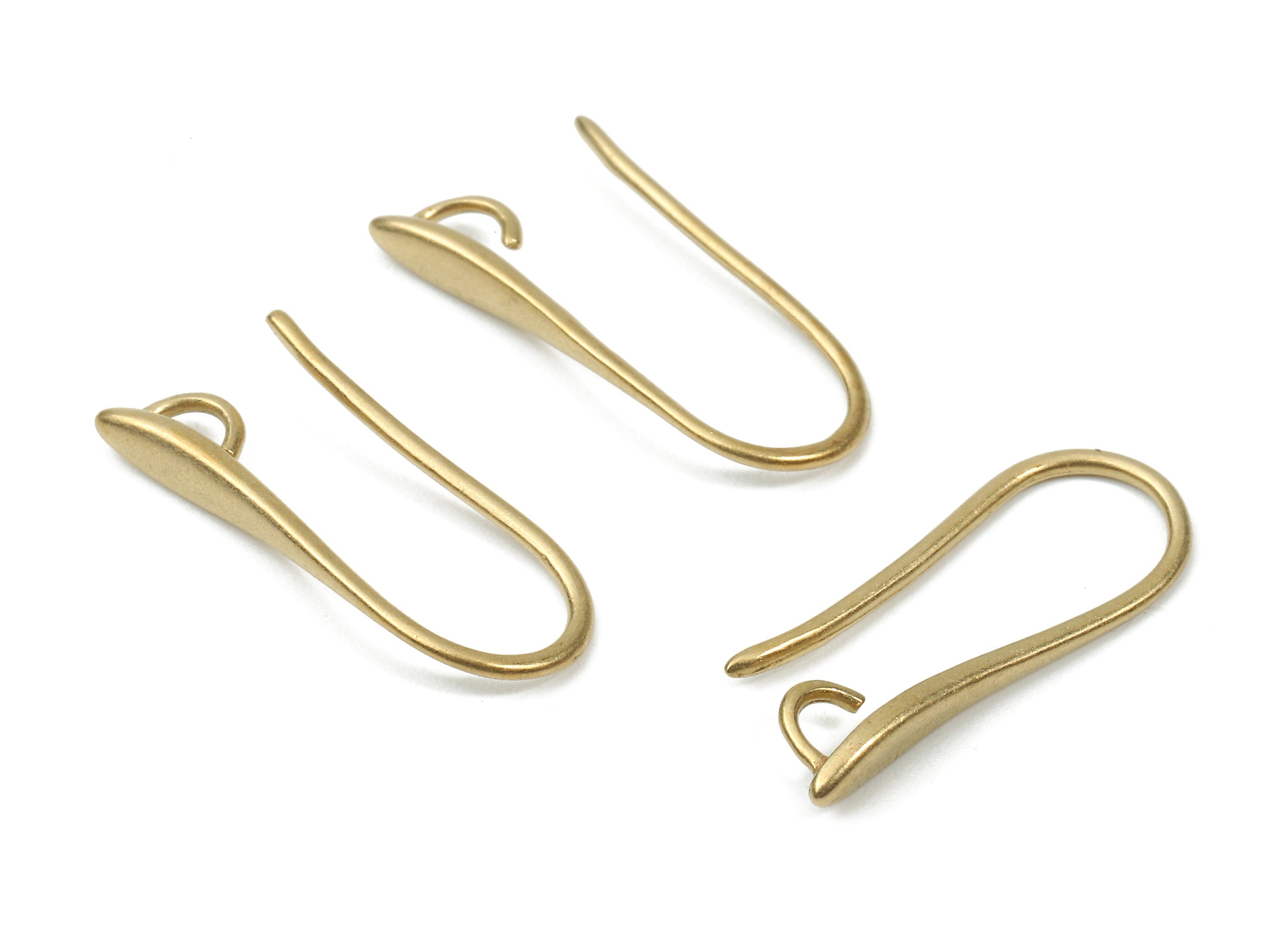 Brass Earring Hooks - Raw Brass Earring Wires - Brass Ear Hooks Findings - Jewelry Supplies - 20.44x8.87x1.5mm - PP2891 - DOMEDBAZAAR
