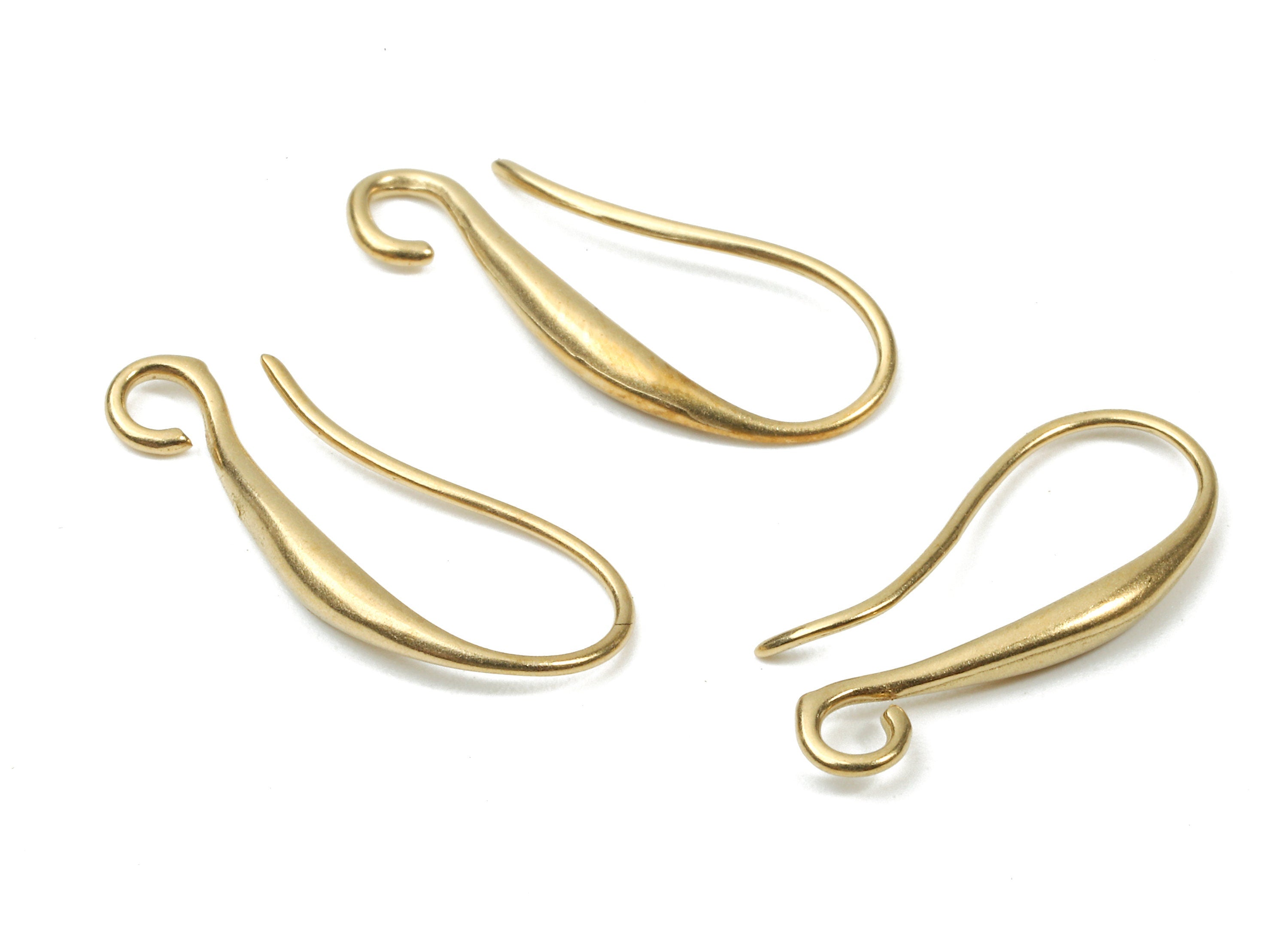Brass Earring Hooks - Raw Brass Earring Wires - Brass Ear Hooks Findings - Jewelry Supplies - 20.37x8.78x1.96mm - PP2885 - DOMEDBAZAAR