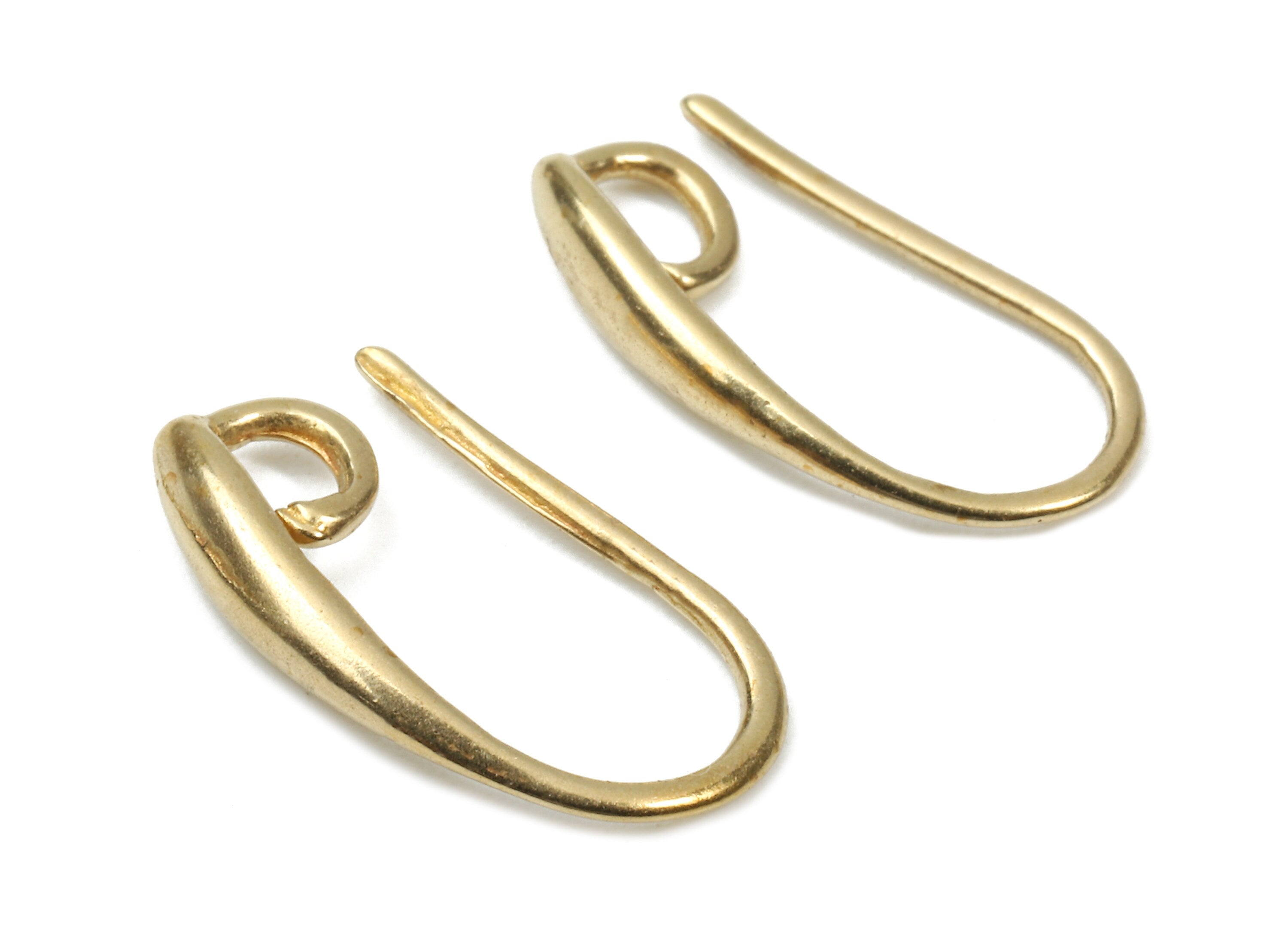 Brass Earring Hooks - Raw Brass Earring Wires - Brass Ear Hooks Findings - Jewelry Supplies - 15.41x8.48x1.47mm - PP2890 - DOMEDBAZAAR