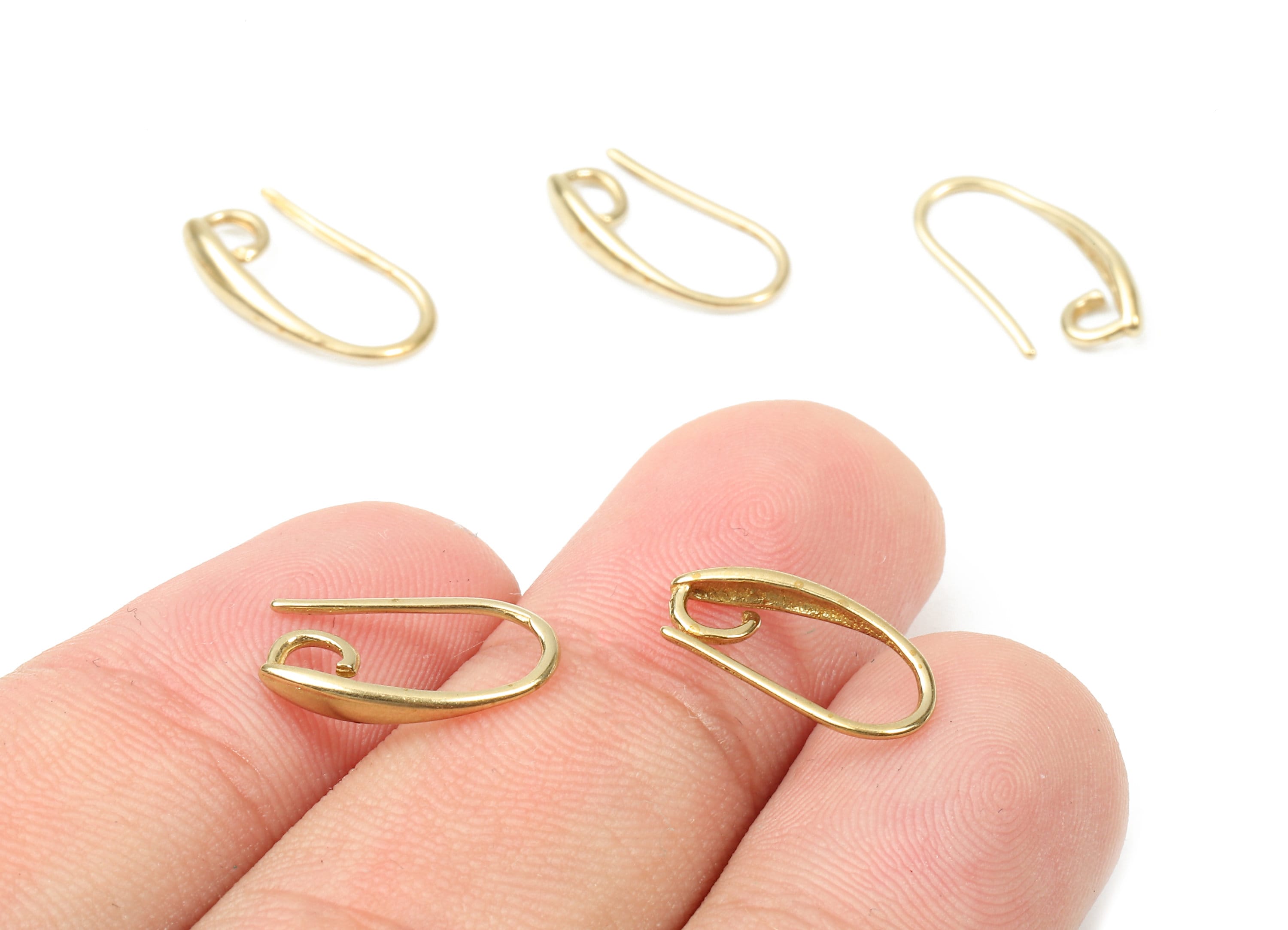 Brass Earring Hooks - Raw Brass Earring Wires - Brass Ear Hooks Findings - Jewelry Supplies - 15.41x8.48x1.47mm - PP2890 - DOMEDBAZAAR