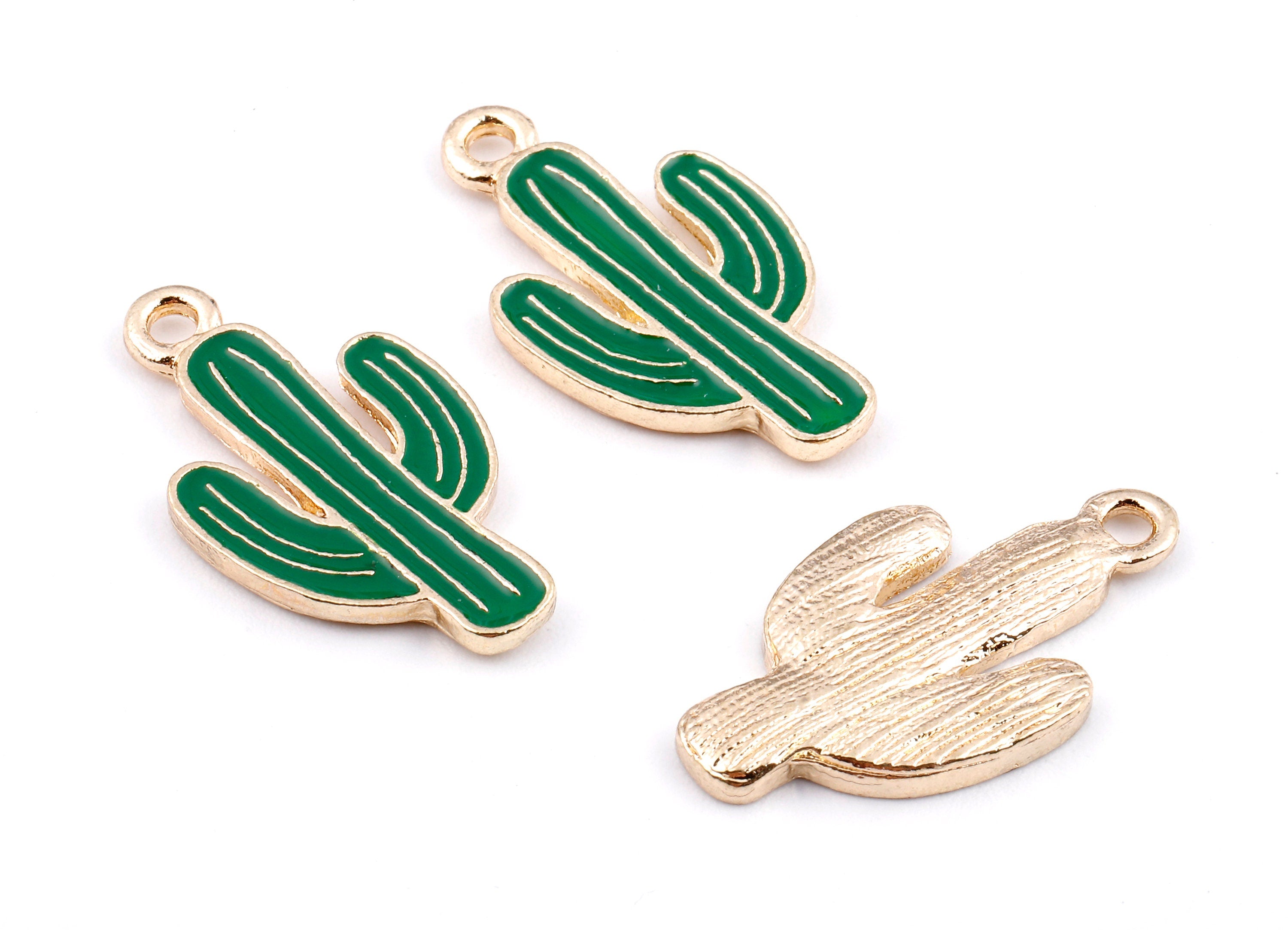 Alloy Cactus Charms - Zinc Alloy Cactus Earrings - Enamel Pendant - Necklace Pendant - Jewelry Supplies - 26.12x14.48x1.96mm - ZZ1392A - DOMEDBAZAAR