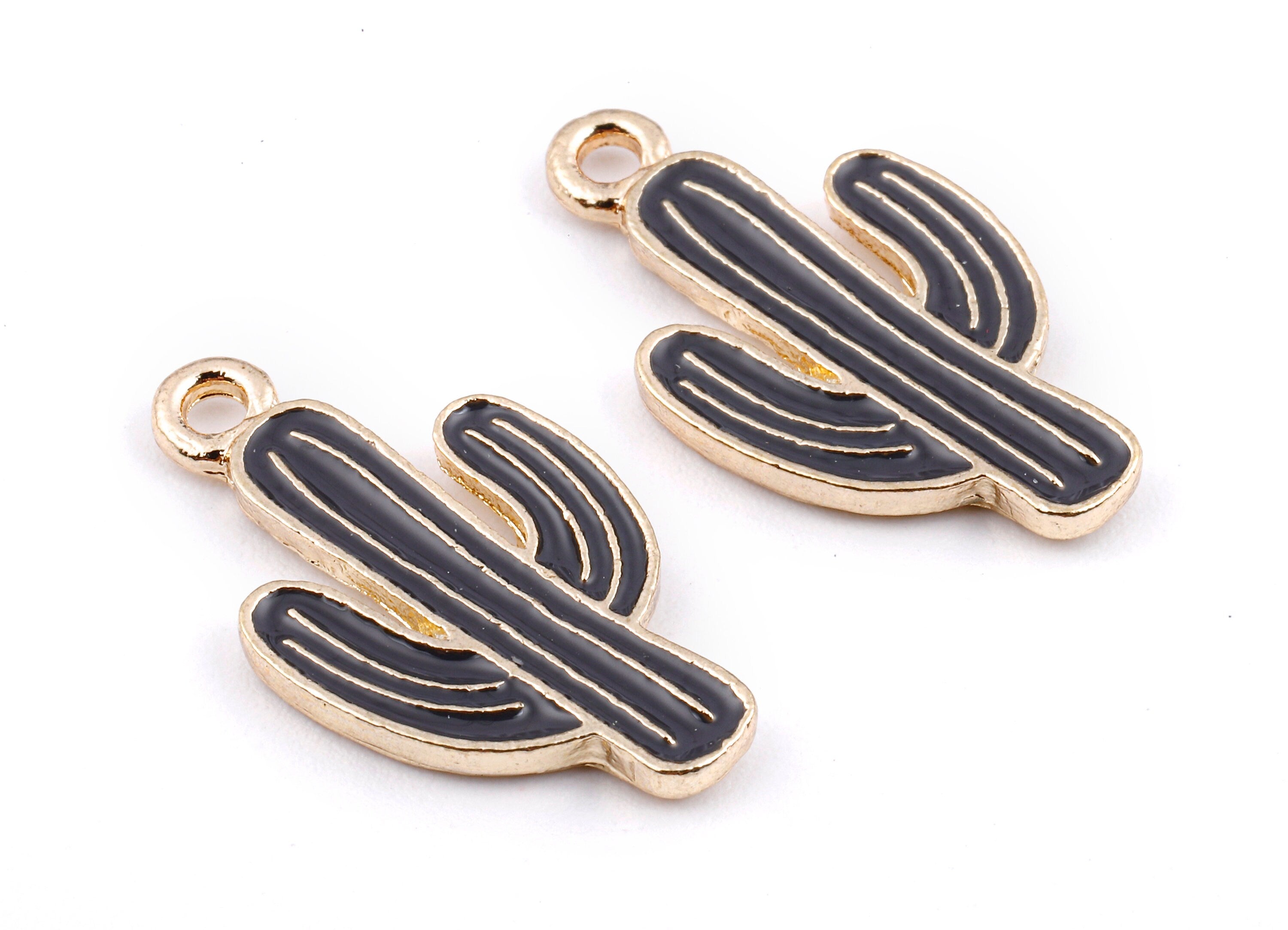 Alloy Cactus Charms - Zinc Alloy Cactus Earrings - Enamel Pendant - Necklace Pendant - Jewelry Supplies - 26.12x14.48x1.96mm - ZZ1392B - DOMEDBAZAAR