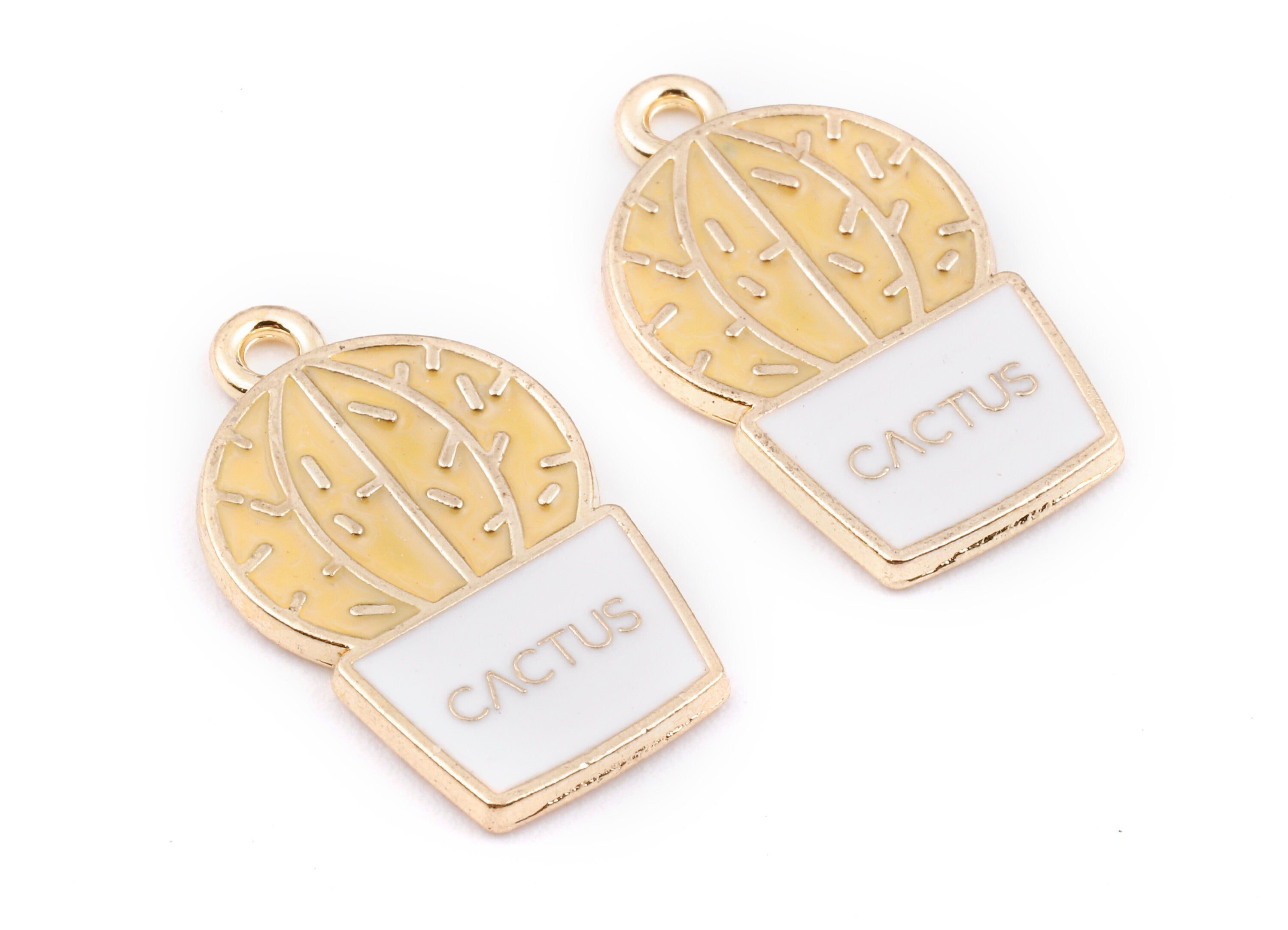 Alloy Cactus Charms - Zinc Alloy Cactus Earrings - Enamel Pendant - Necklace Pendant - Jewelry Supplies - 22.98x13.8x1.59mm - ZZ1412B - DOMEDBAZAAR