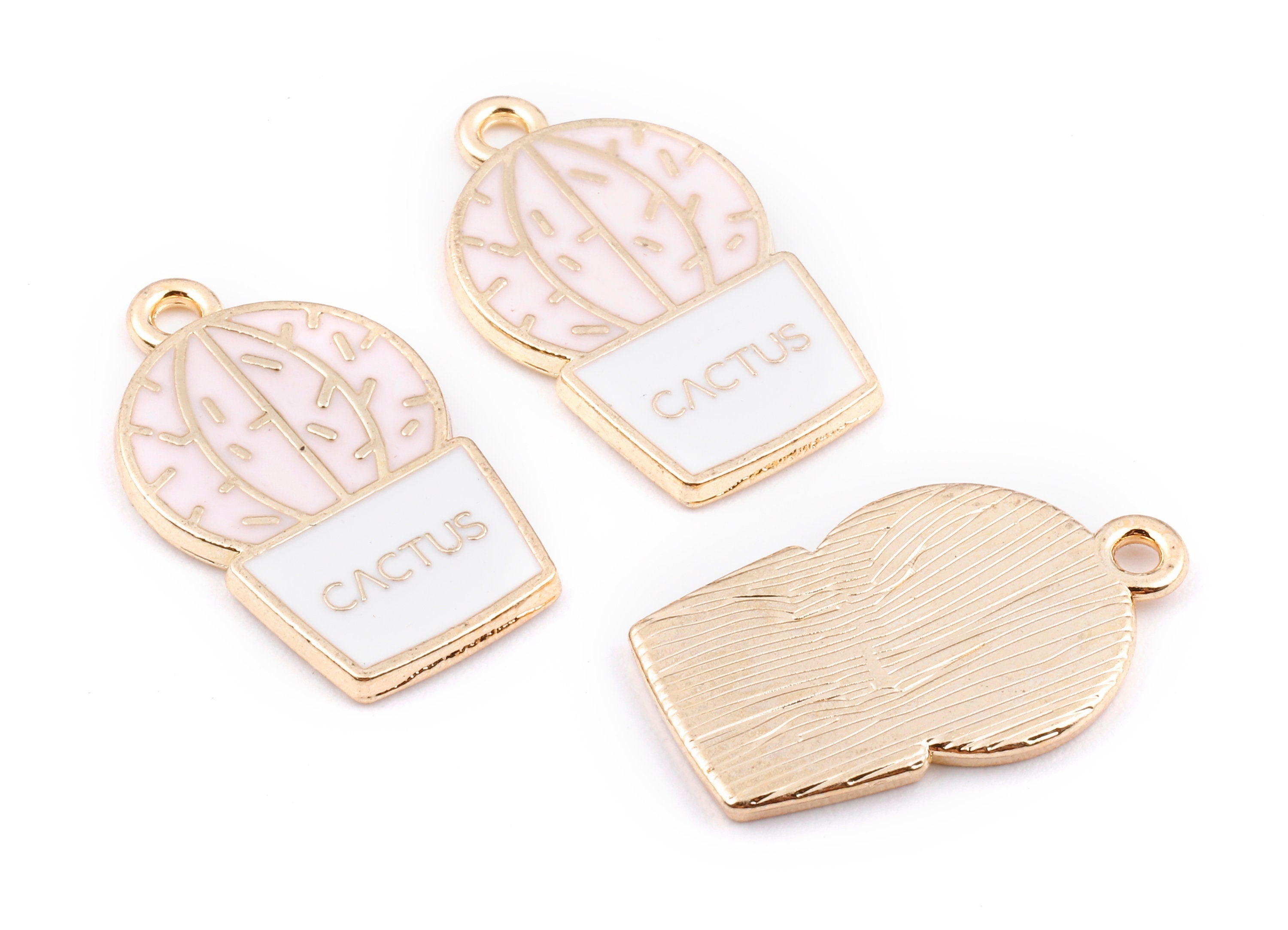 Alloy Cactus Charms - Zinc Alloy Cactus Earrings - Enamel Pendant - Necklace Pendant - Jewelry Supplies - 22.98x13.8x1.59mm - ZZ1412C - DOMEDBAZAAR