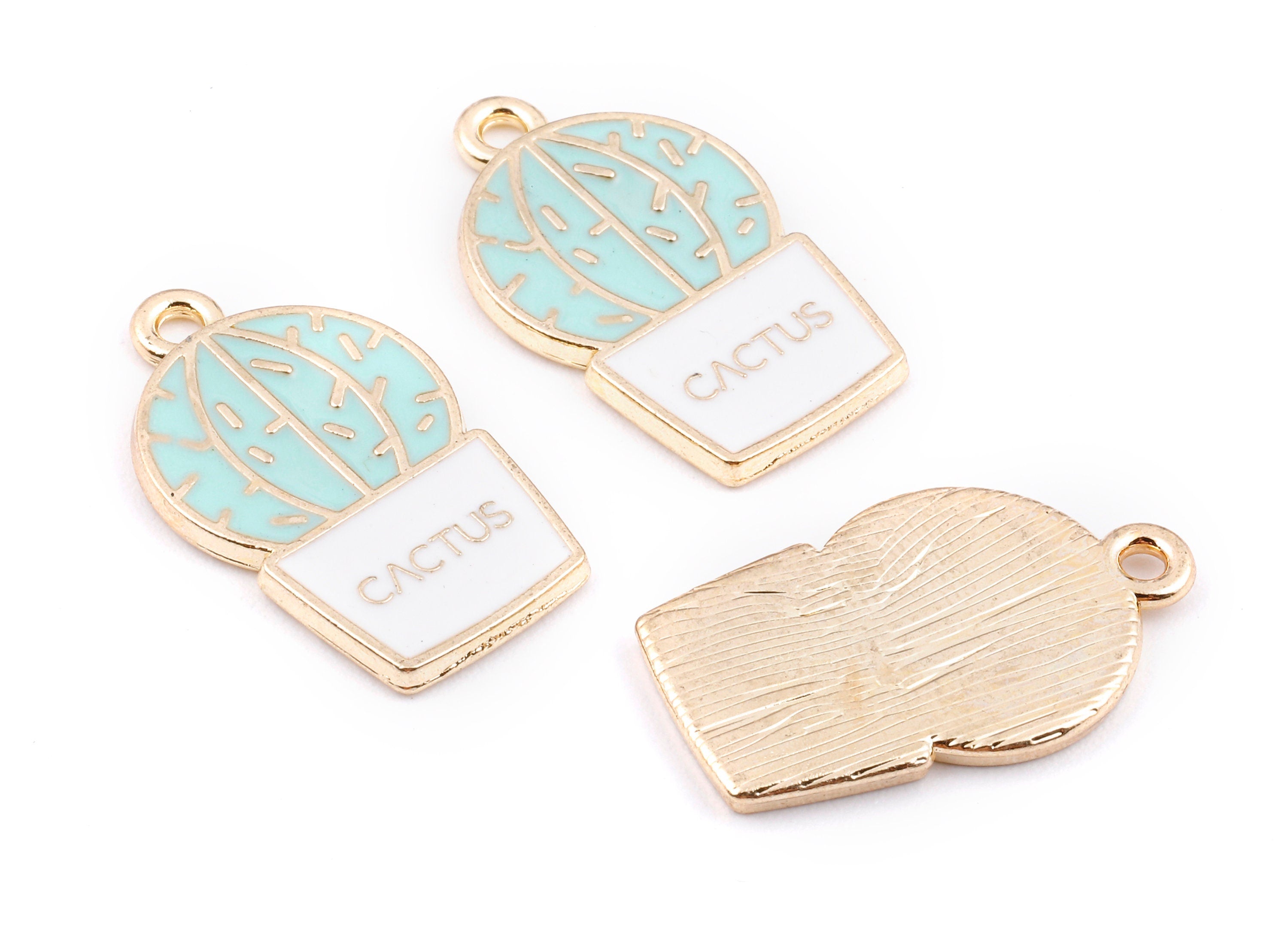 Alloy Cactus Charms - Zinc Alloy Cactus Earrings - Enamel Pendant - Necklace Pendant - Jewelry Supplies - 22.98x13.8x1.59mm - ZZ1412D - DOMEDBAZAAR
