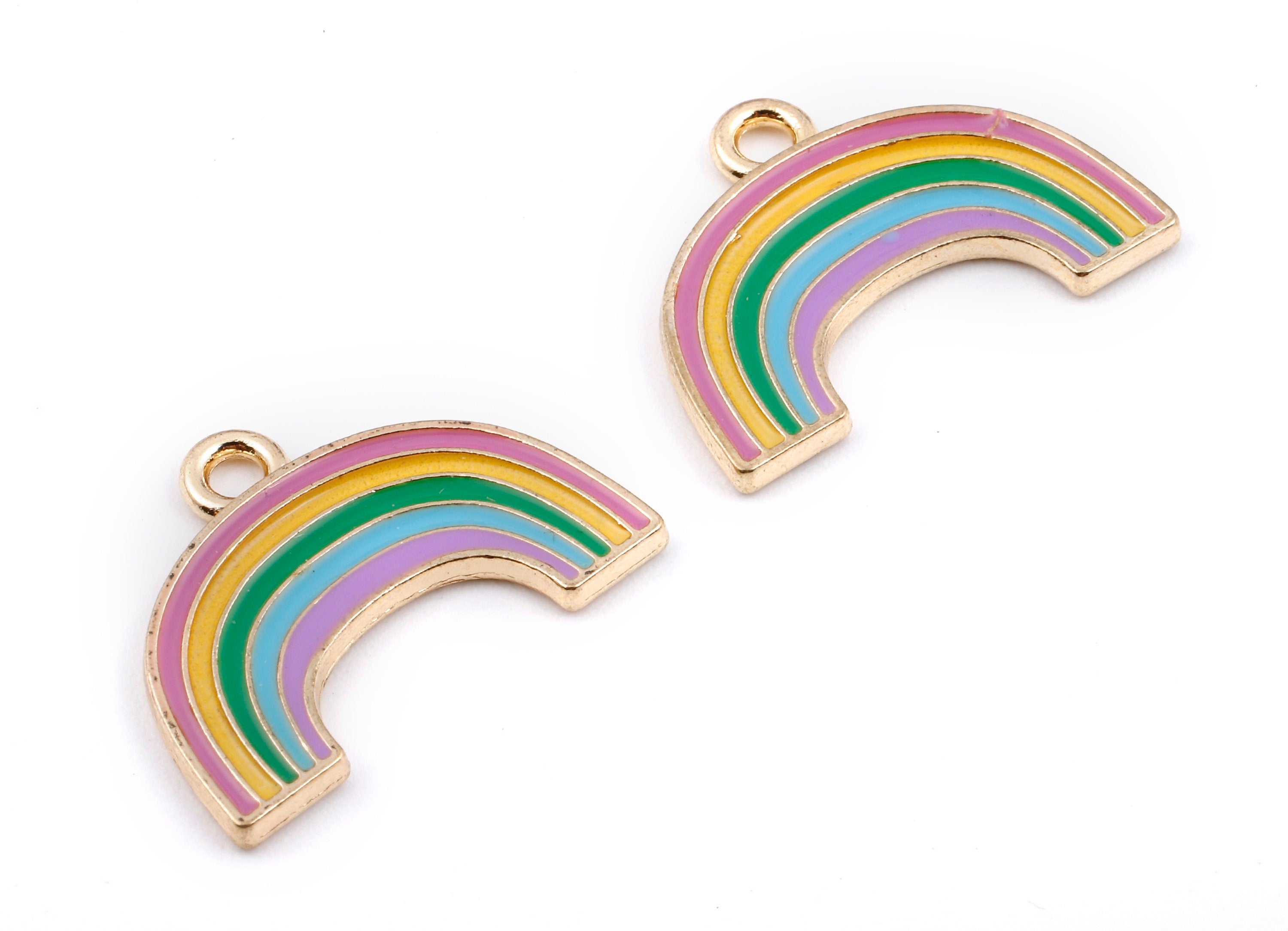 Alloy Rainbow Charms - Zinc Alloy Rainbow Earrings - Rainbow Enamel Pendant - Necklace Pendant - 24.1x17.76x1.79mm - ZZ1411 - DOMEDBAZAAR