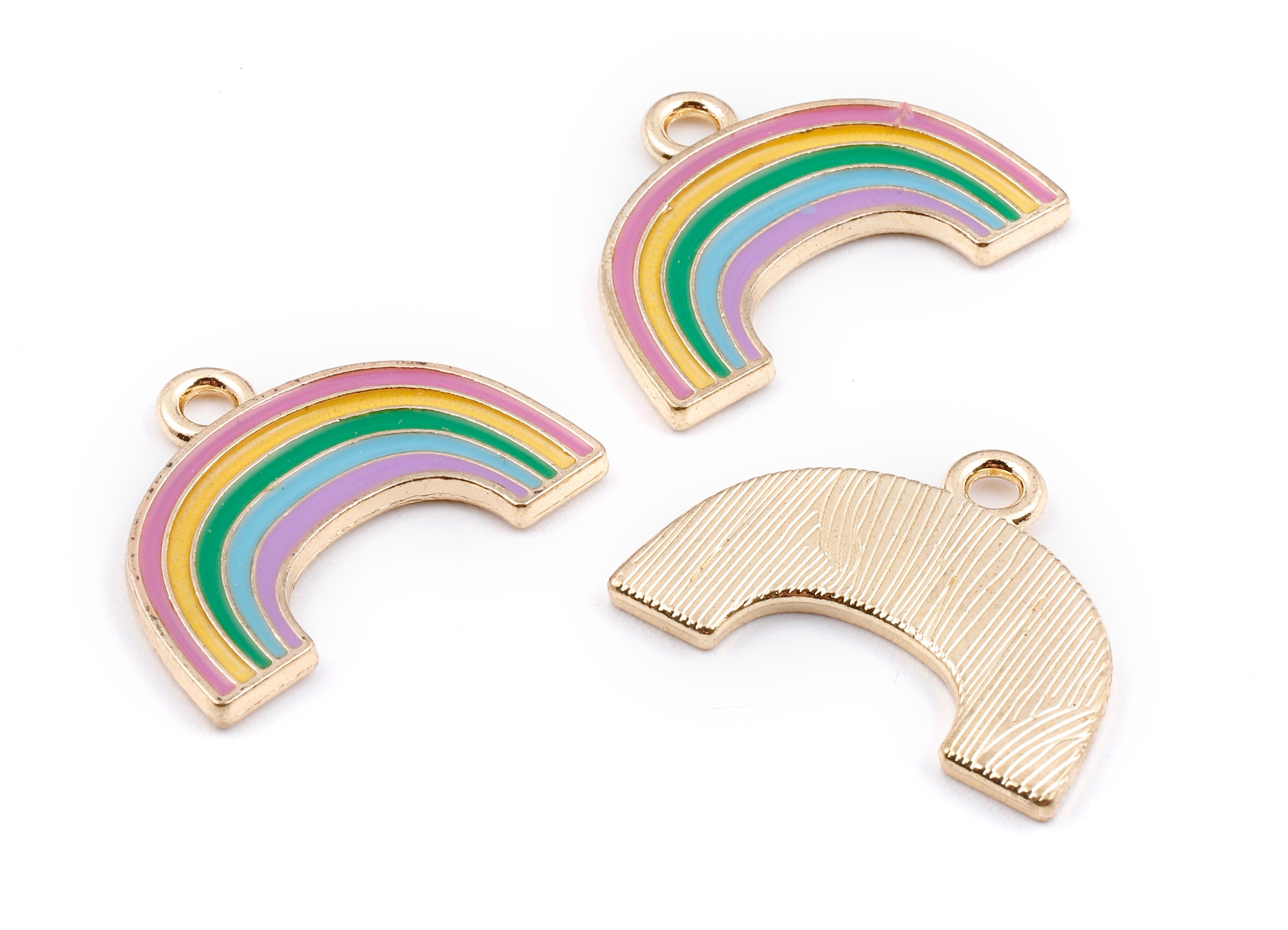 Alloy Rainbow Charms - Zinc Alloy Rainbow Earrings - Rainbow Enamel Pendant - Necklace Pendant - 24.1x17.76x1.79mm - ZZ1411 - DOMEDBAZAAR
