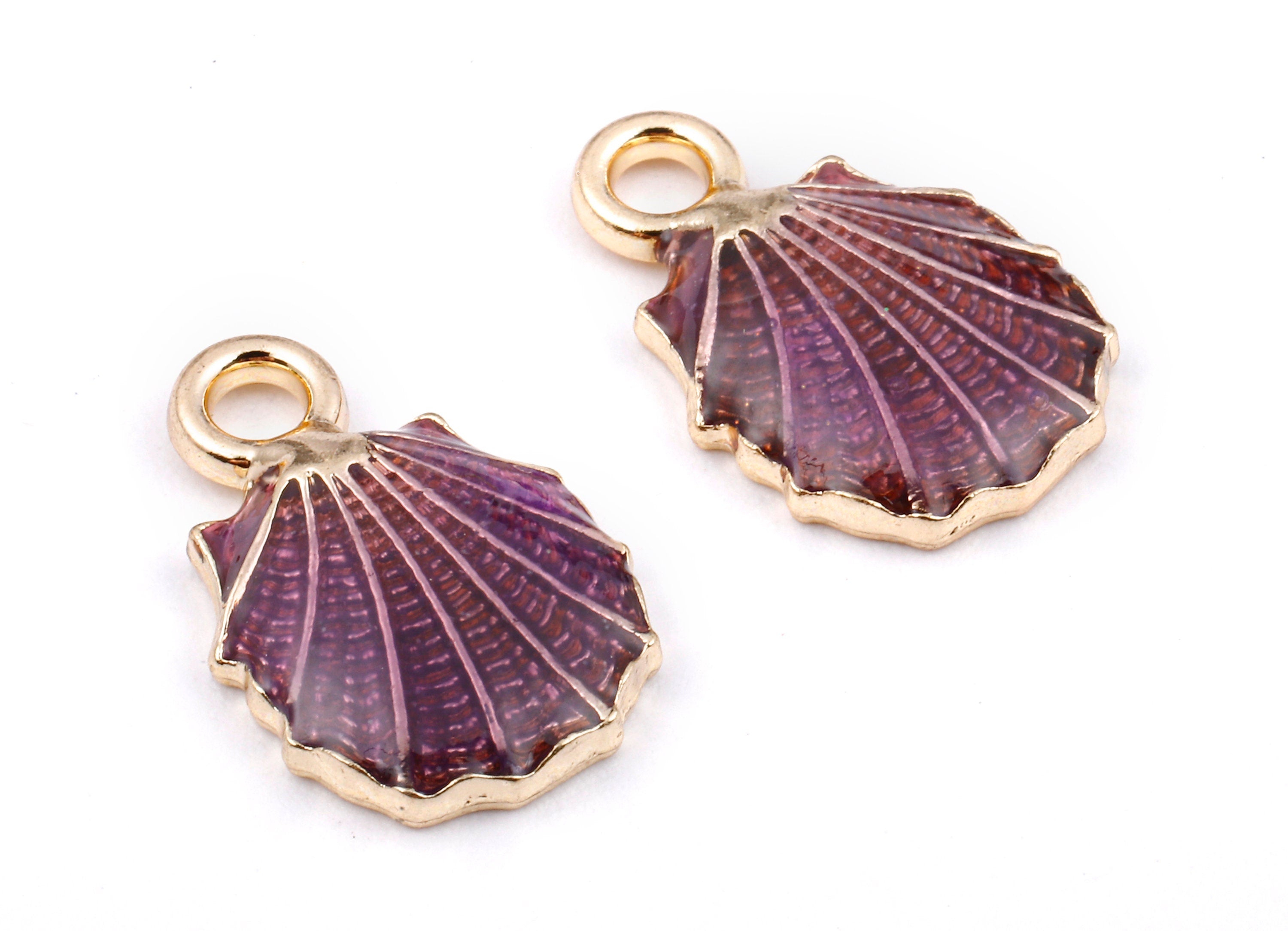Alloy Mussel Shell Charms - Zinc Alloy Mussel Shell Earrings - Mussel Shell Enamel Pendant - Necklace Pendant - 18.36x12.07x1.73mm - ZZ1391A - DOMEDBAZAAR