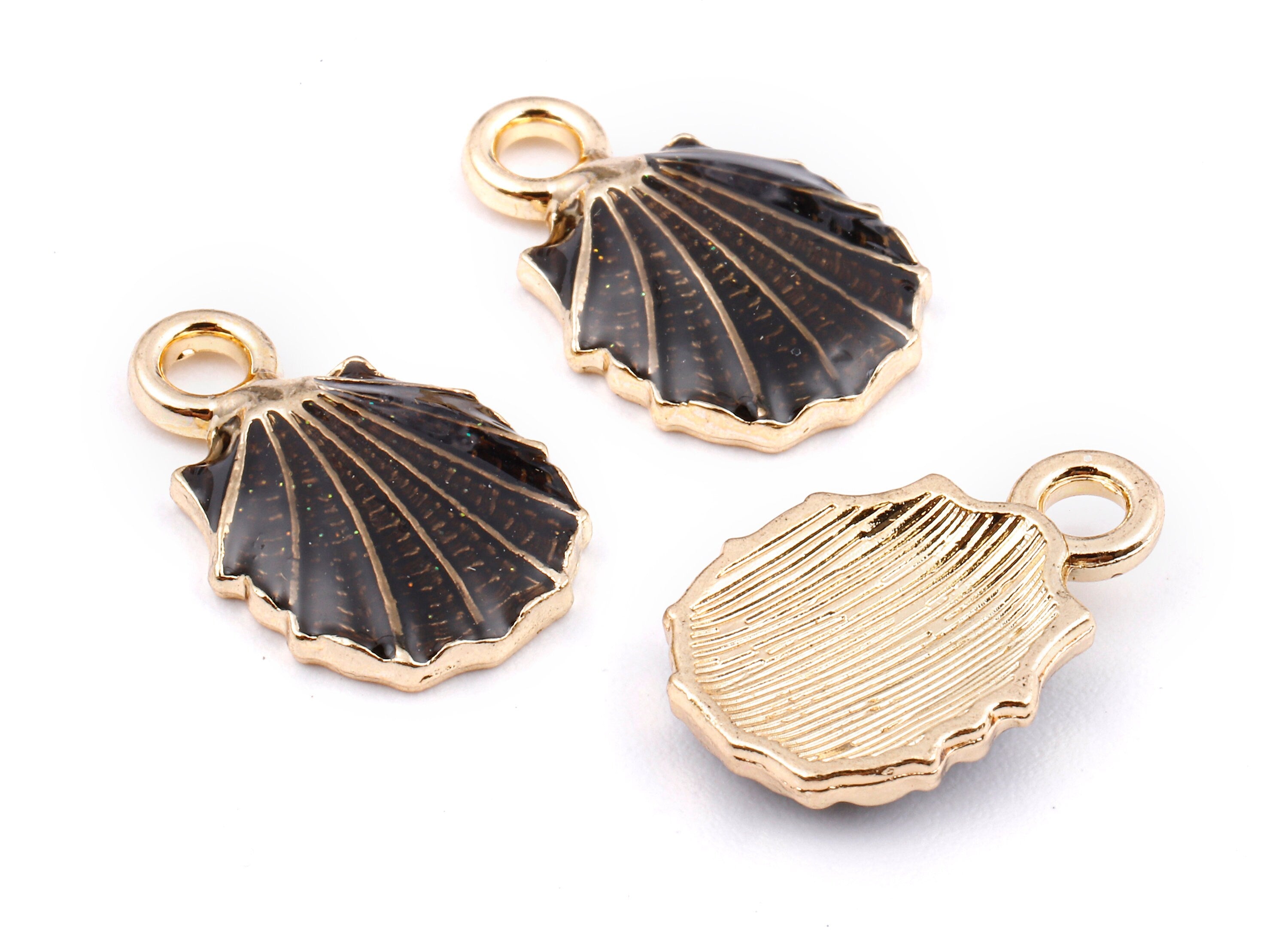 Alloy Mussel Shell Charms - Zinc Alloy Mussel Shell Earrings - Mussel Shell Enamel Pendant - Necklace Pendant - 18.36x12.07x1.73mm - ZZ1391C - DOMEDBAZAAR