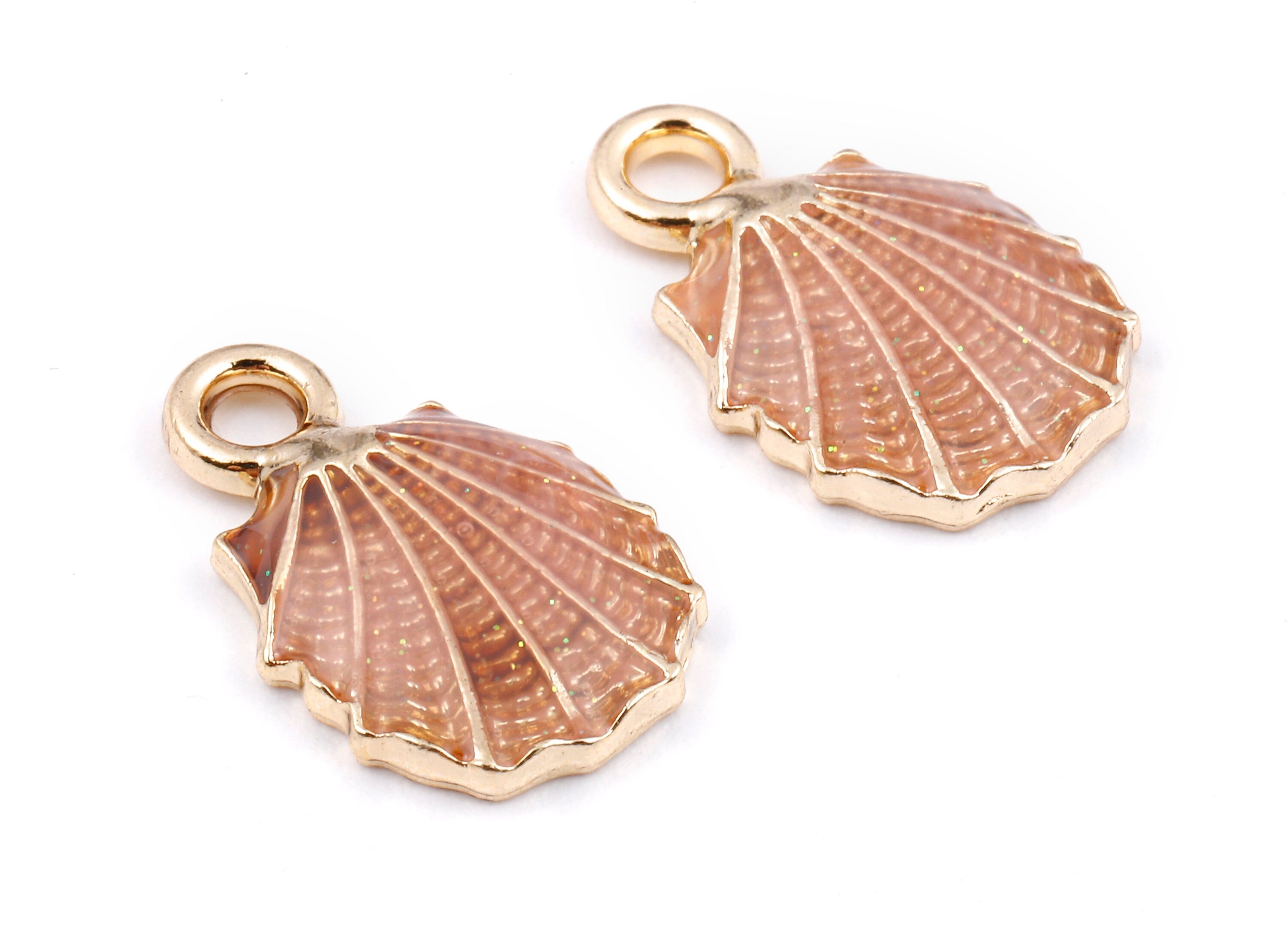 Alloy Mussel Shell Charms - Zinc Alloy Mussel Shell Earrings - Mussel Shell Enamel Pendant - Necklace Pendant - 18.36x12.07x1.73mm - ZZ1391D - DOMEDBAZAAR