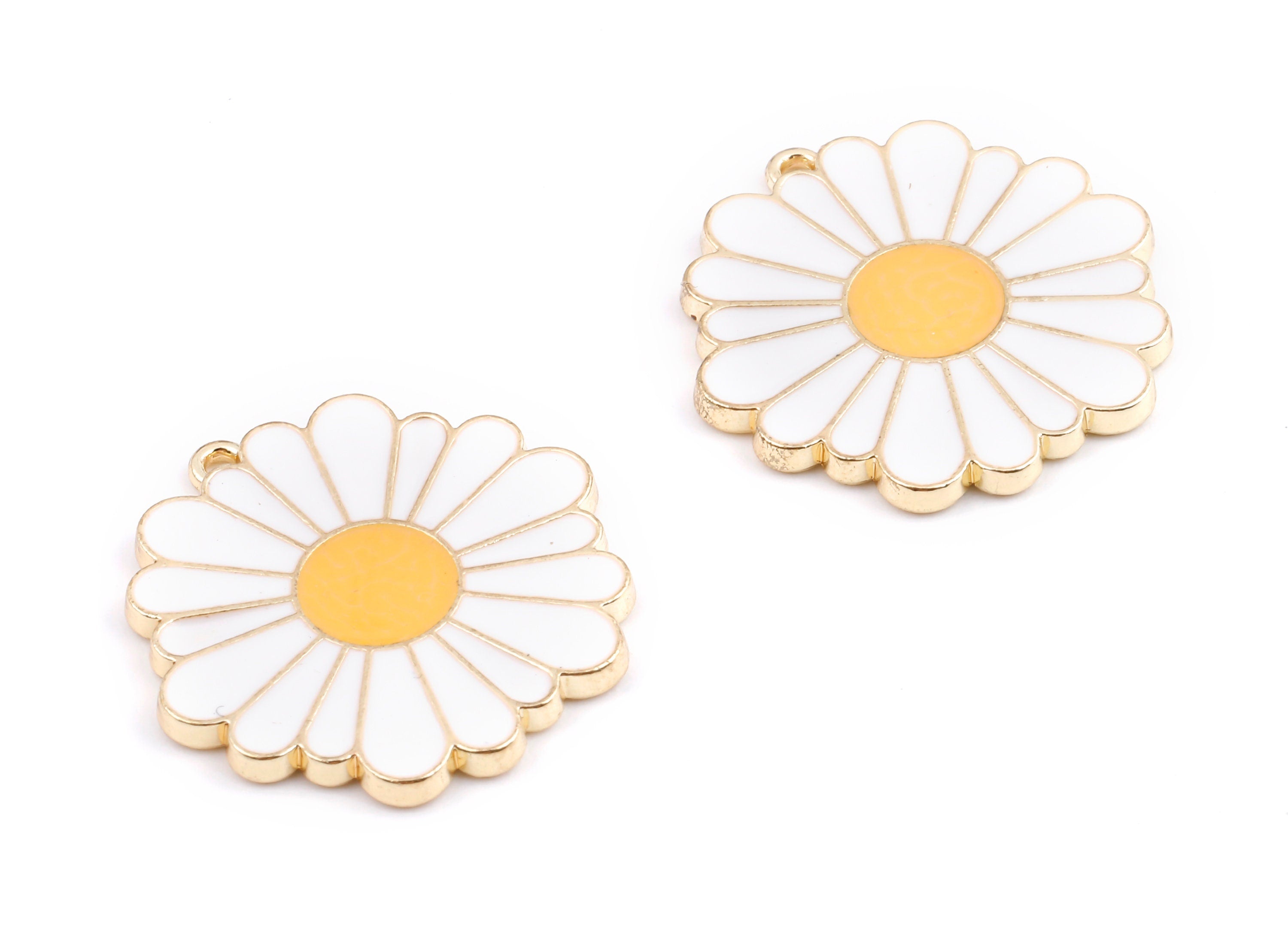 Alloy Daisy Charms - Zinc Alloy Daisy Earrings - Daisy Enamel Pendant - Necklace Pendant - 24.89x23.6x1.94mm - ZZ1402B - DOMEDBAZAAR