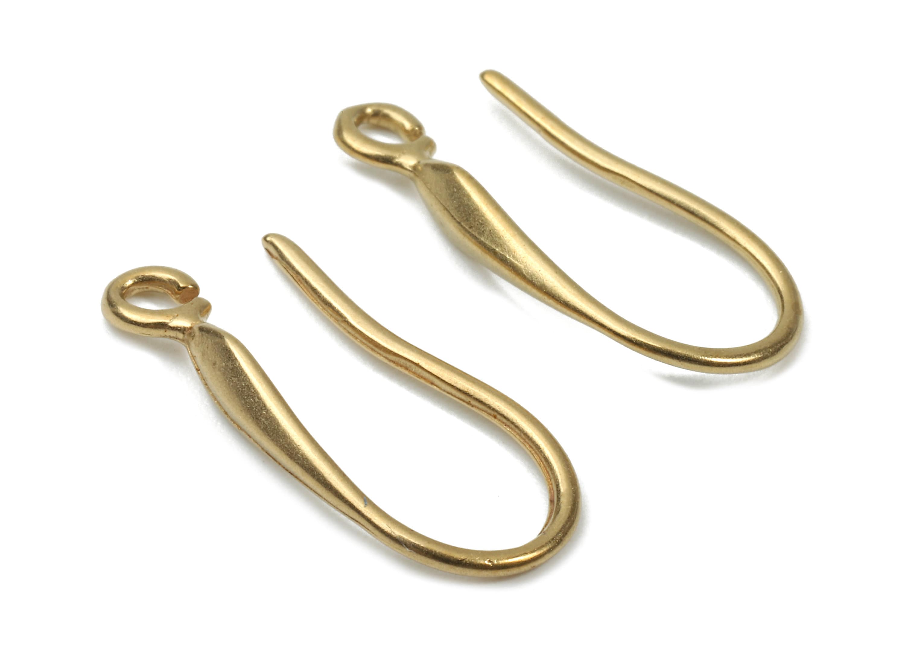 Brass Earring Hooks - Raw Brass Earring Wires - Brass Ear Hooks Findings - Jewelry Supplies - 19.61x8.87x0.97mm - PP2883 - DOMEDBAZAAR