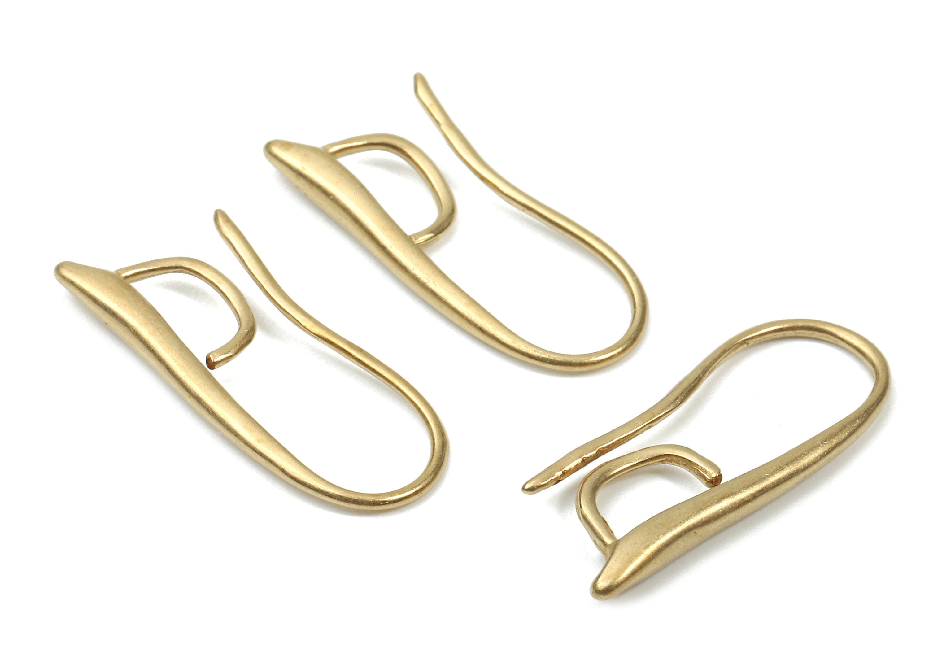 Brass Earring Hooks - Raw Brass Earring Wires - Brass Ear Hooks Findings - Jewelry Supplies - 20.76x9.09x1.95mm - PP2892 - DOMEDBAZAAR