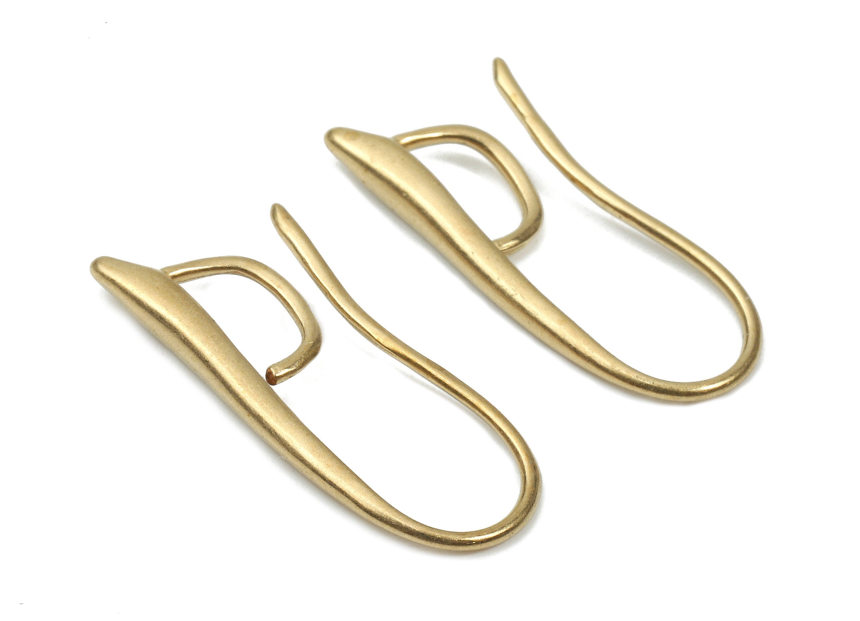 Brass Earring Hooks - Raw Brass Earring Wires - Brass Ear Hooks Findings - Jewelry Supplies - 20.76x9.09x1.95mm - PP2892 - DOMEDBAZAAR