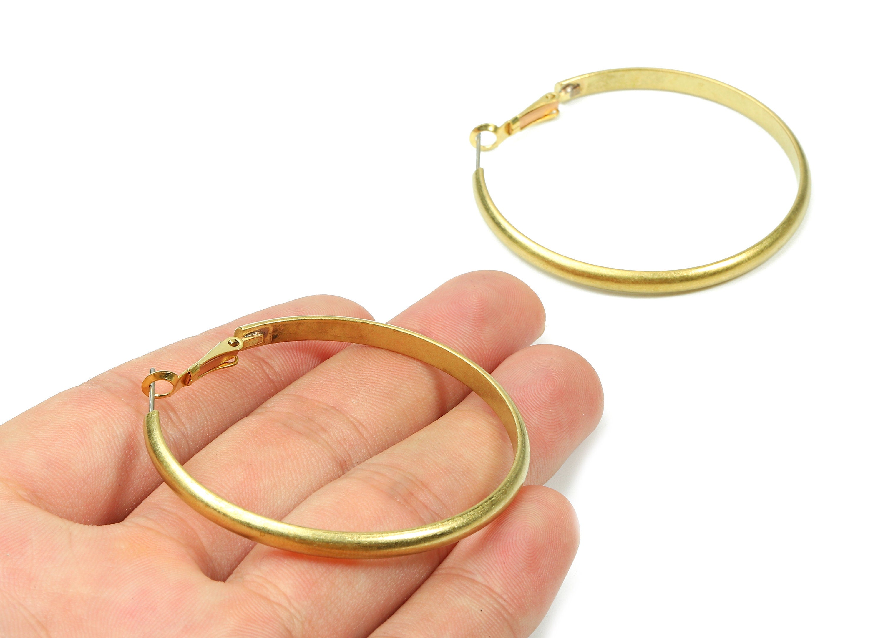 Brass Earrings Hoop 4x51 - Raw Brass Earring Circle Clasp - Earring Findings - Jewelry Supplies - 53.07x51.03x2.44mm - PP2850 - DOMEDBAZAAR
