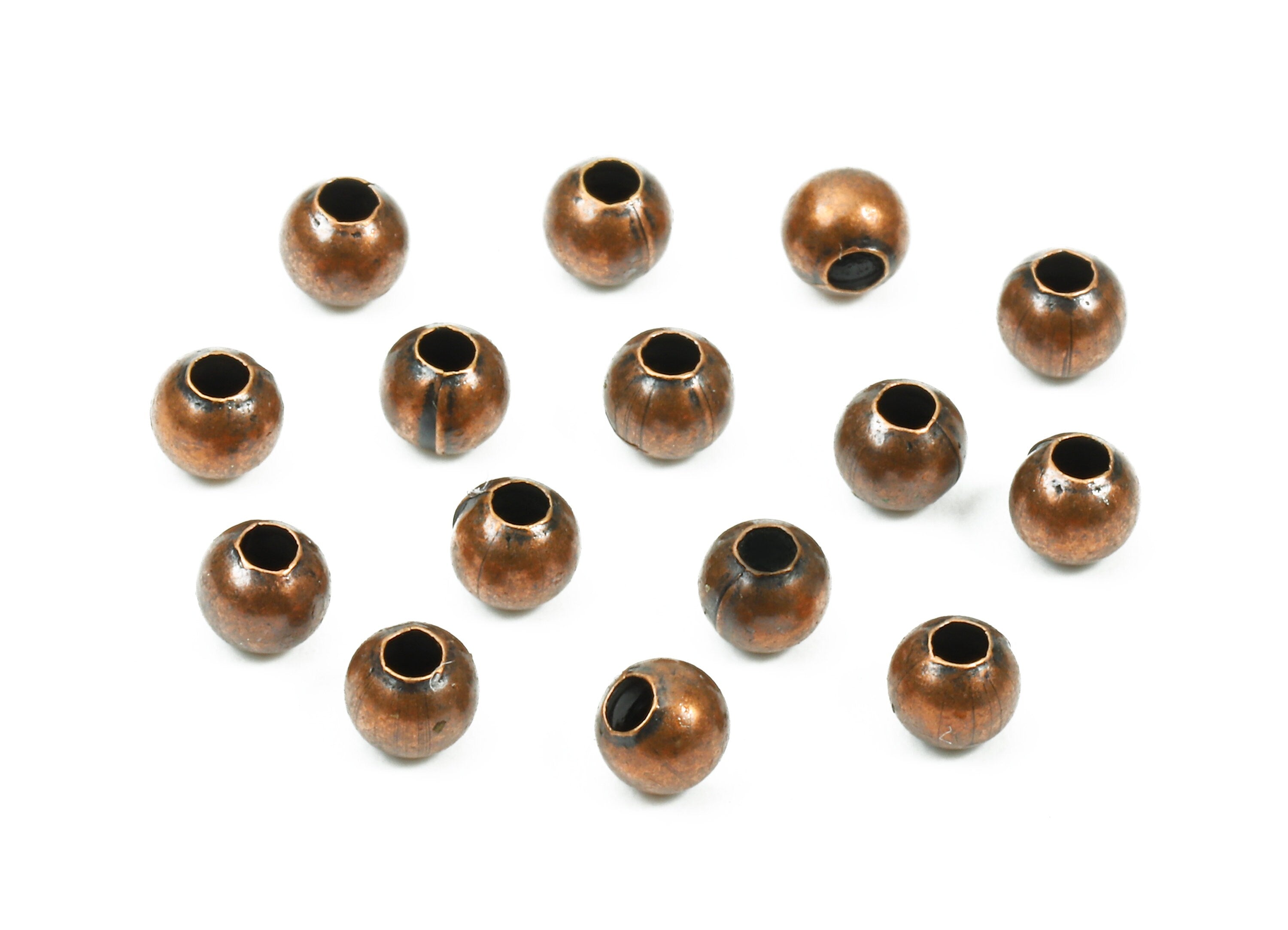 Brass Spacer Ball Beads 3.2 - Antique Copper Spacer Ball Beads - Necklace Beads - Earring Finding - Jewelry Supplies - 3.18x2.9mm - PP2813C - DOMEDBAZAAR