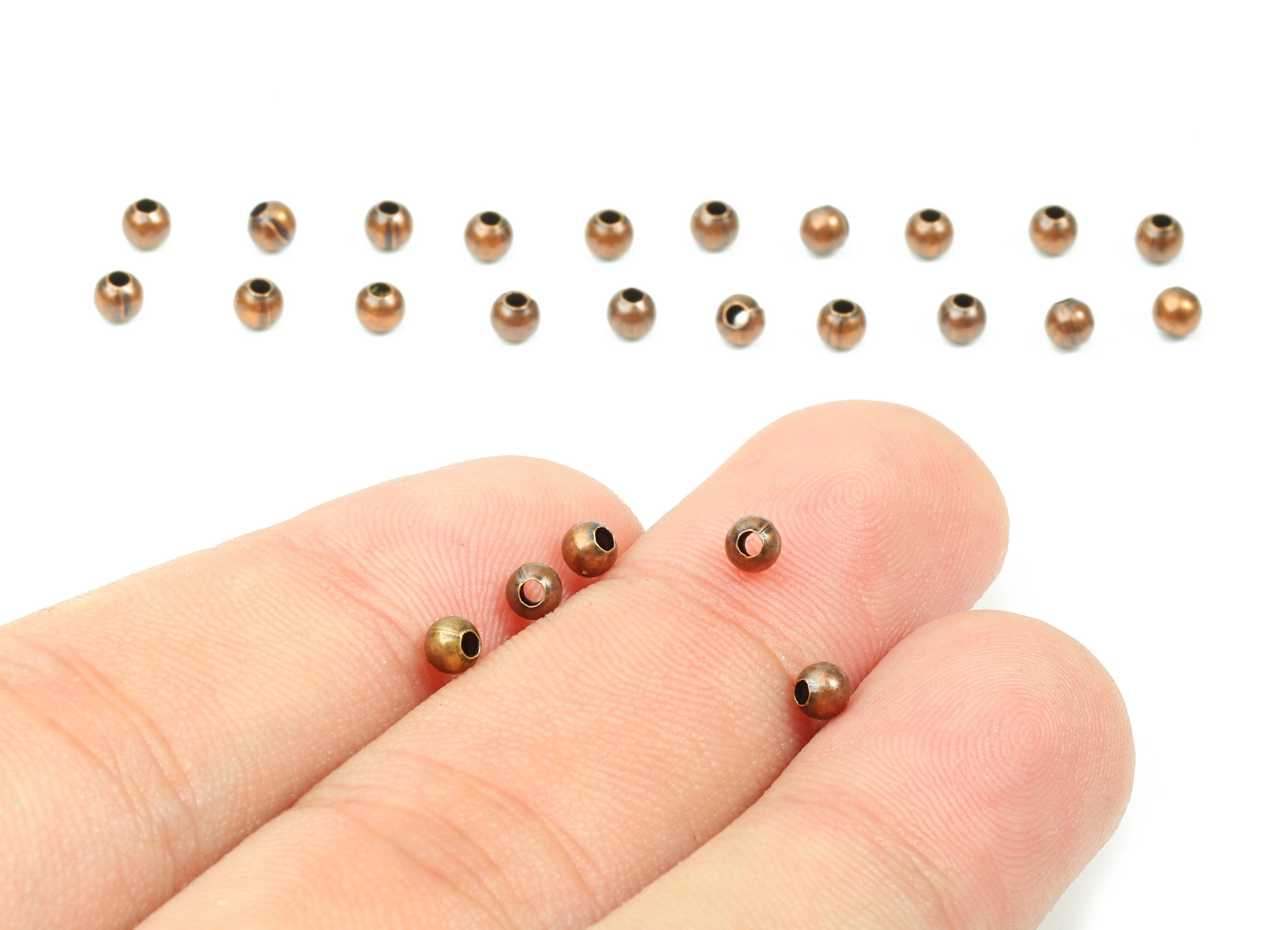 Brass Spacer Ball Beads 3.2 - Antique Copper Spacer Ball Beads - Necklace Beads - Earring Finding - Jewelry Supplies - 3.18x2.9mm - PP2813C - DOMEDBAZAAR