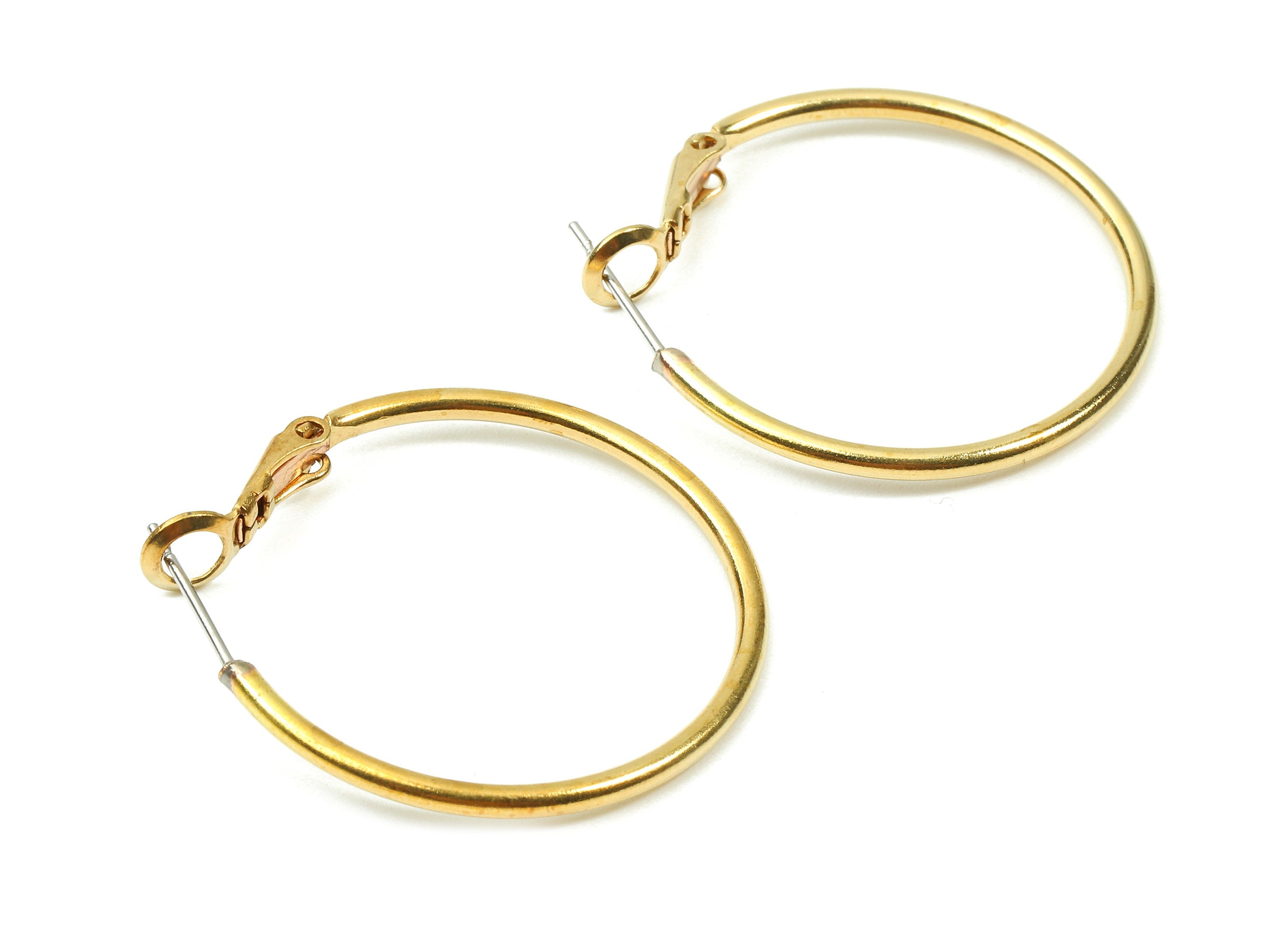 Brass Earrings Hoop - Raw Brass Earring Clasp - Brass Earring Circle Clasp Findings - Jewelry Supplies - 34x30x1.8mm - PP2870 - DOMEDBAZAAR