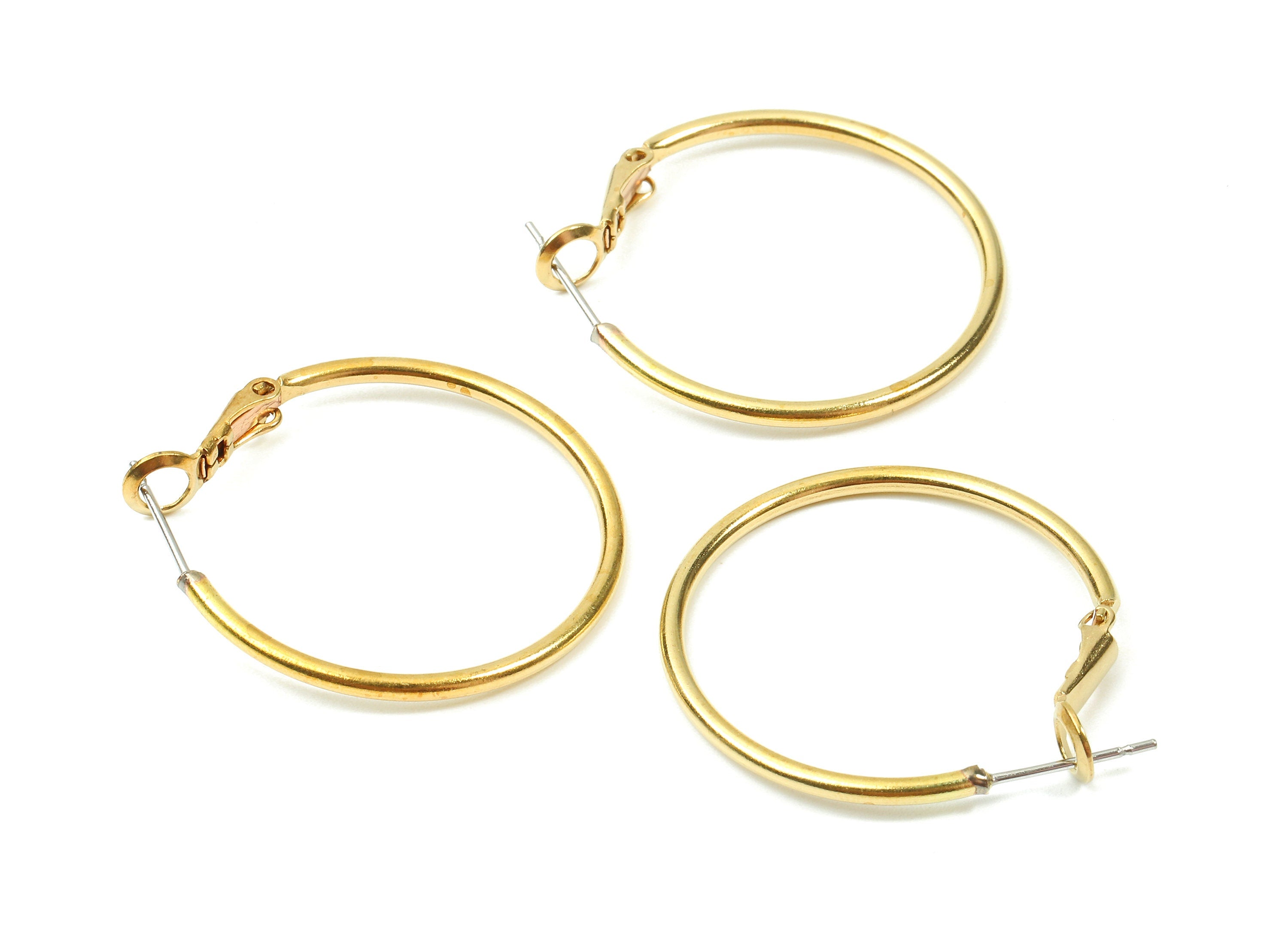 Brass Earrings Hoop - Raw Brass Earring Clasp - Brass Earring Circle Clasp Findings - Jewelry Supplies - 34x30x1.8mm - PP2870 - DOMEDBAZAAR