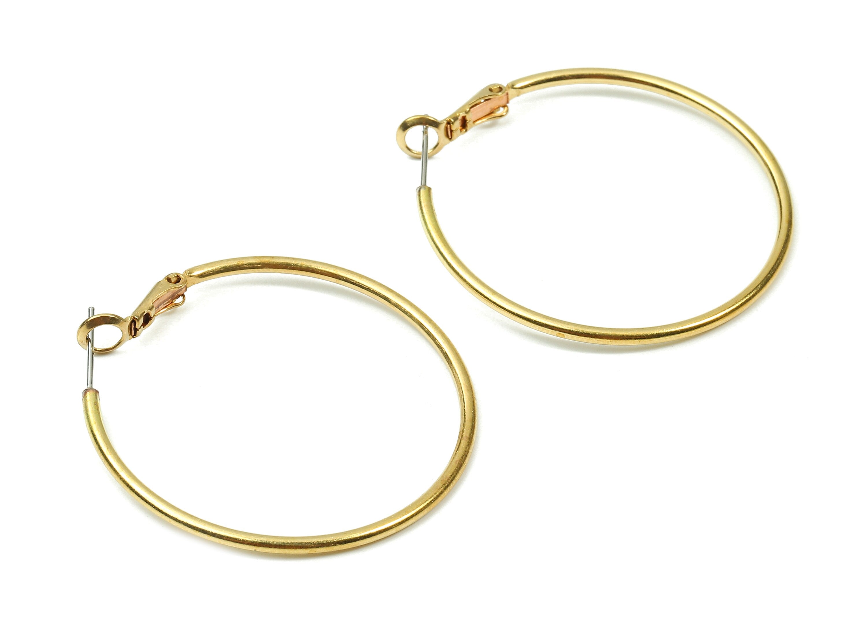Brass Earrings Hoop - Raw Brass Earring Clasp - Brass Earring Circle Clasp Findings - Jewelry Supplies - 42.41x40.16x1.81mm - PP2871 - DOMEDBAZAAR