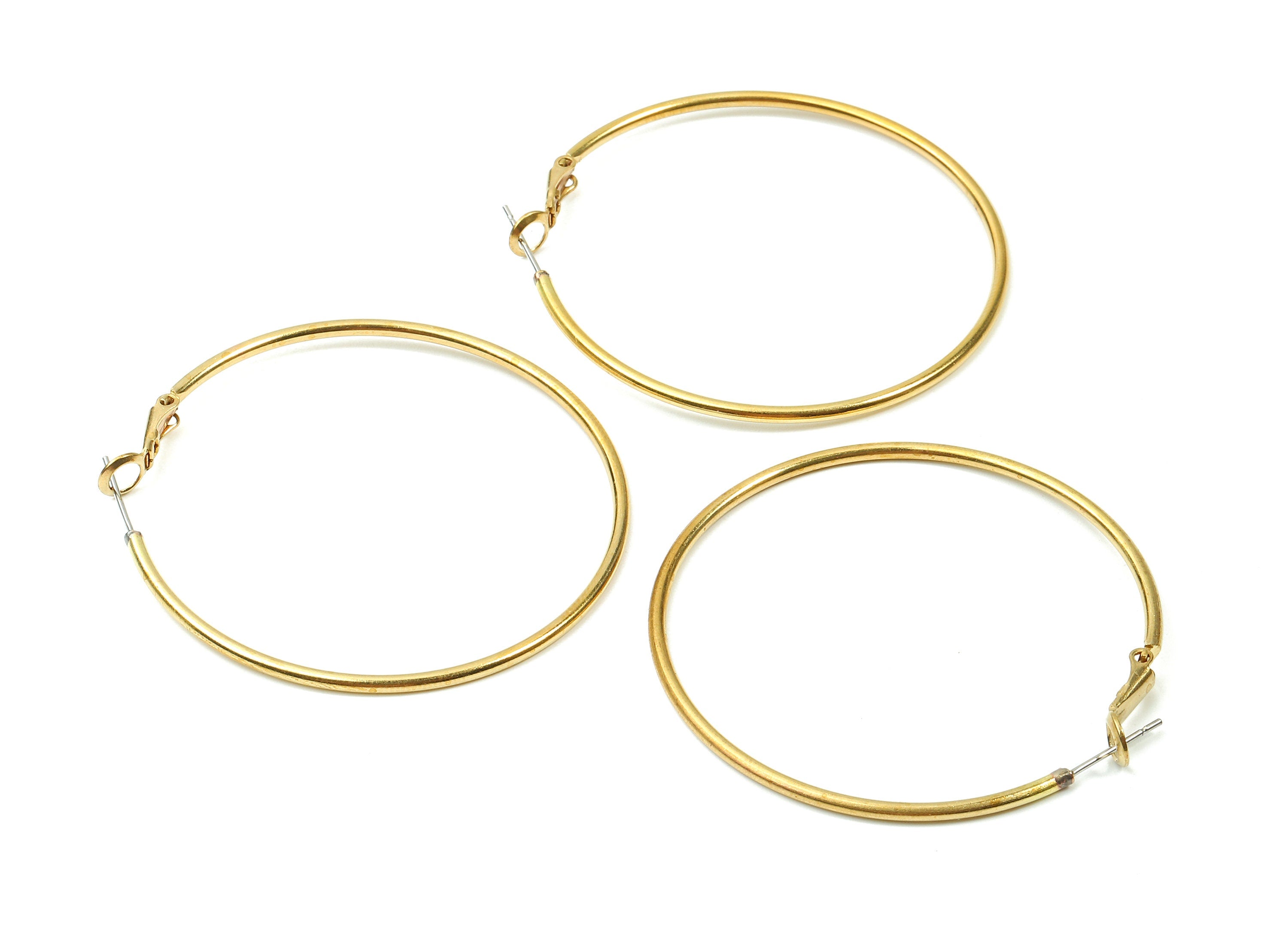 Brass Earrings Hoop - Raw Brass Earring Clasp - Brass Earring Circle Clasp Findings - Jewelry Supplies - 52.32x49.72x1.8mm - PP2872 - DOMEDBAZAAR