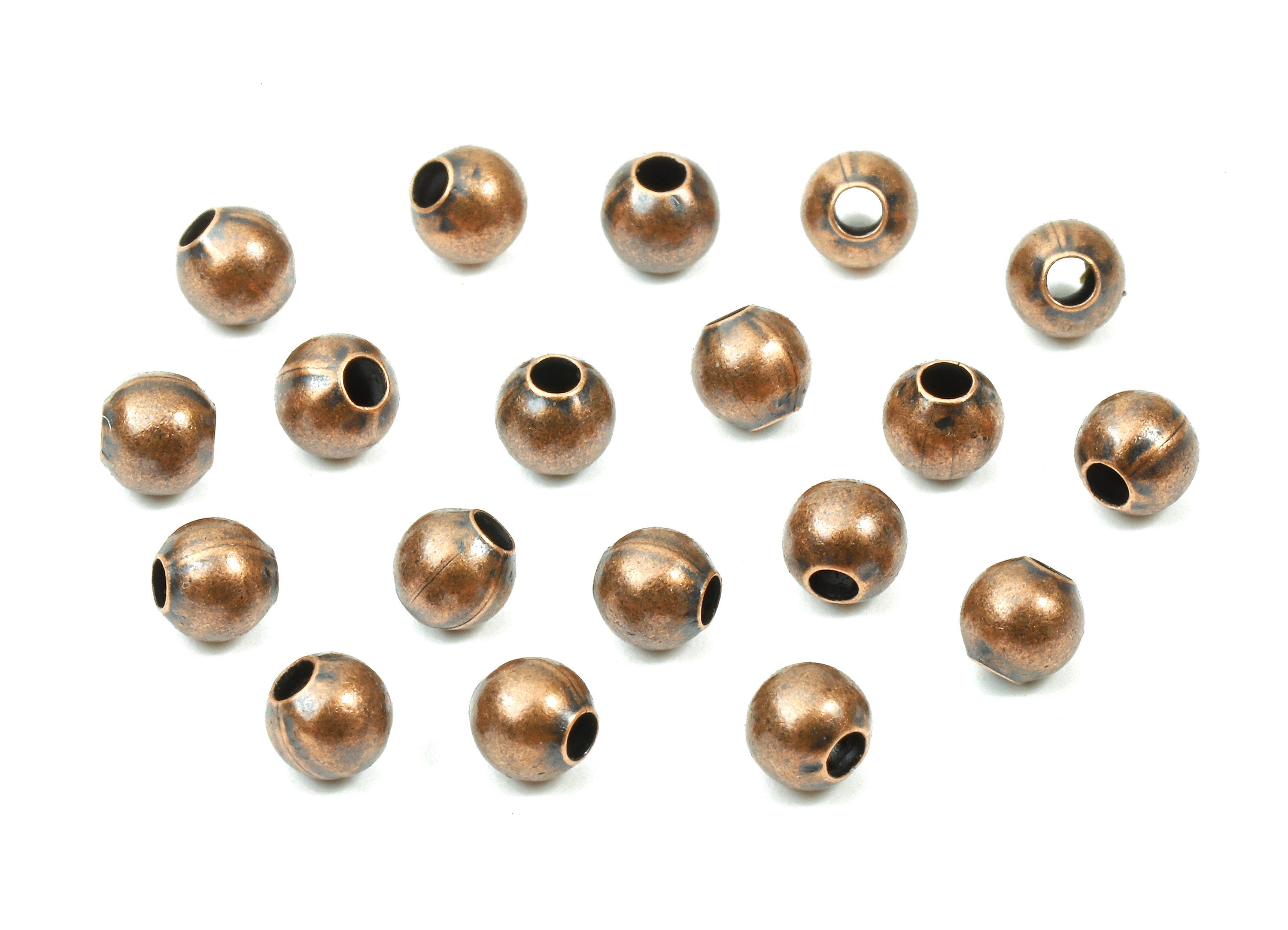 Brass Spacer Ball Beads 4.0 - Antique Copper Spacer Ball Beads - Necklace Beads - Earring Finding - Jewelry Supplies - 3.89x3.7mm - PP2814C - DOMEDBAZAAR