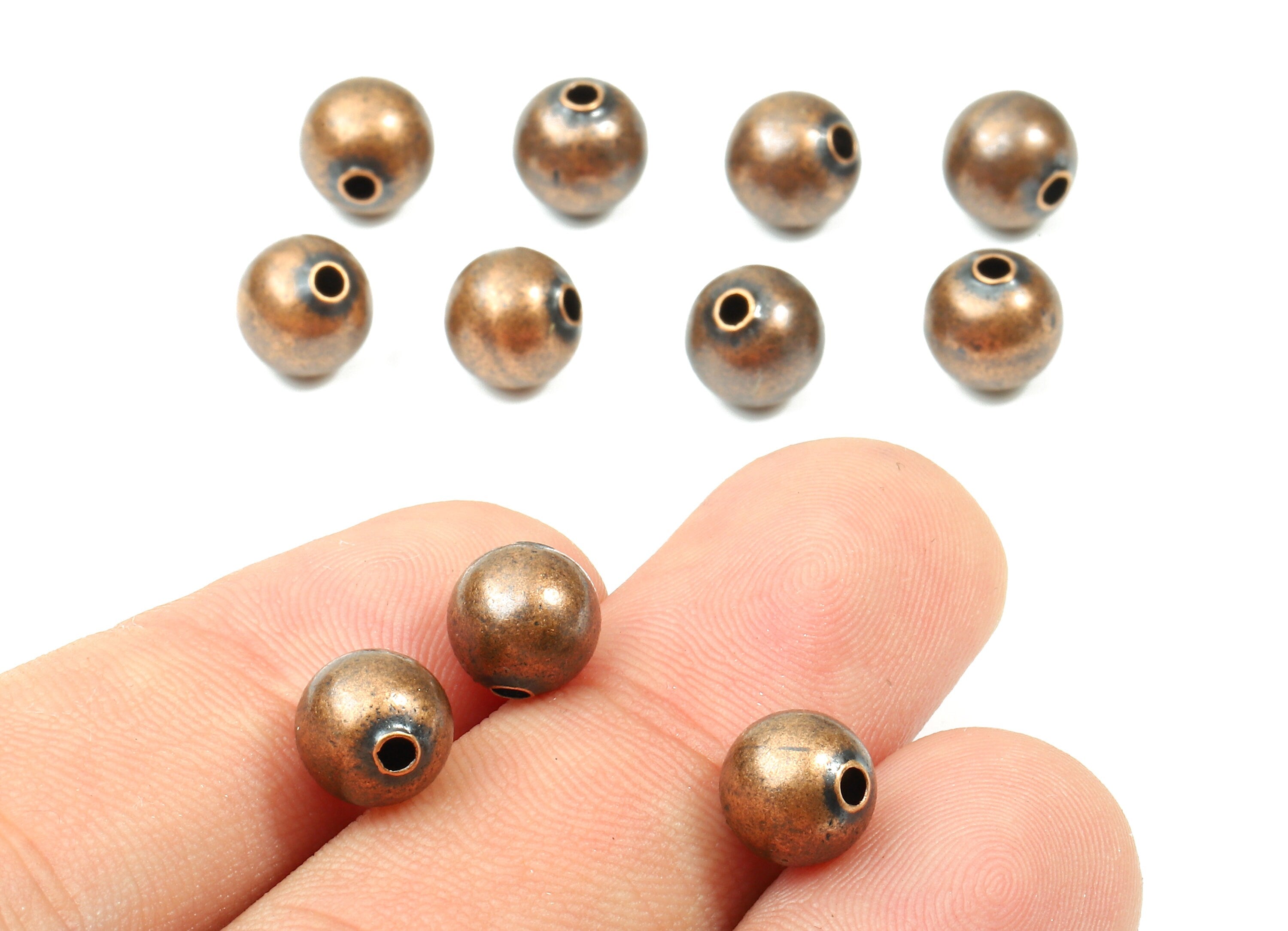 Brass Spacer Ball Beads 8.0 - Antique Copper Spacer Ball Beads - Necklace Beads - Earring Finding - Jewelry Supplies - 8.06x7.77mm - PP2818C - DOMEDBAZAAR