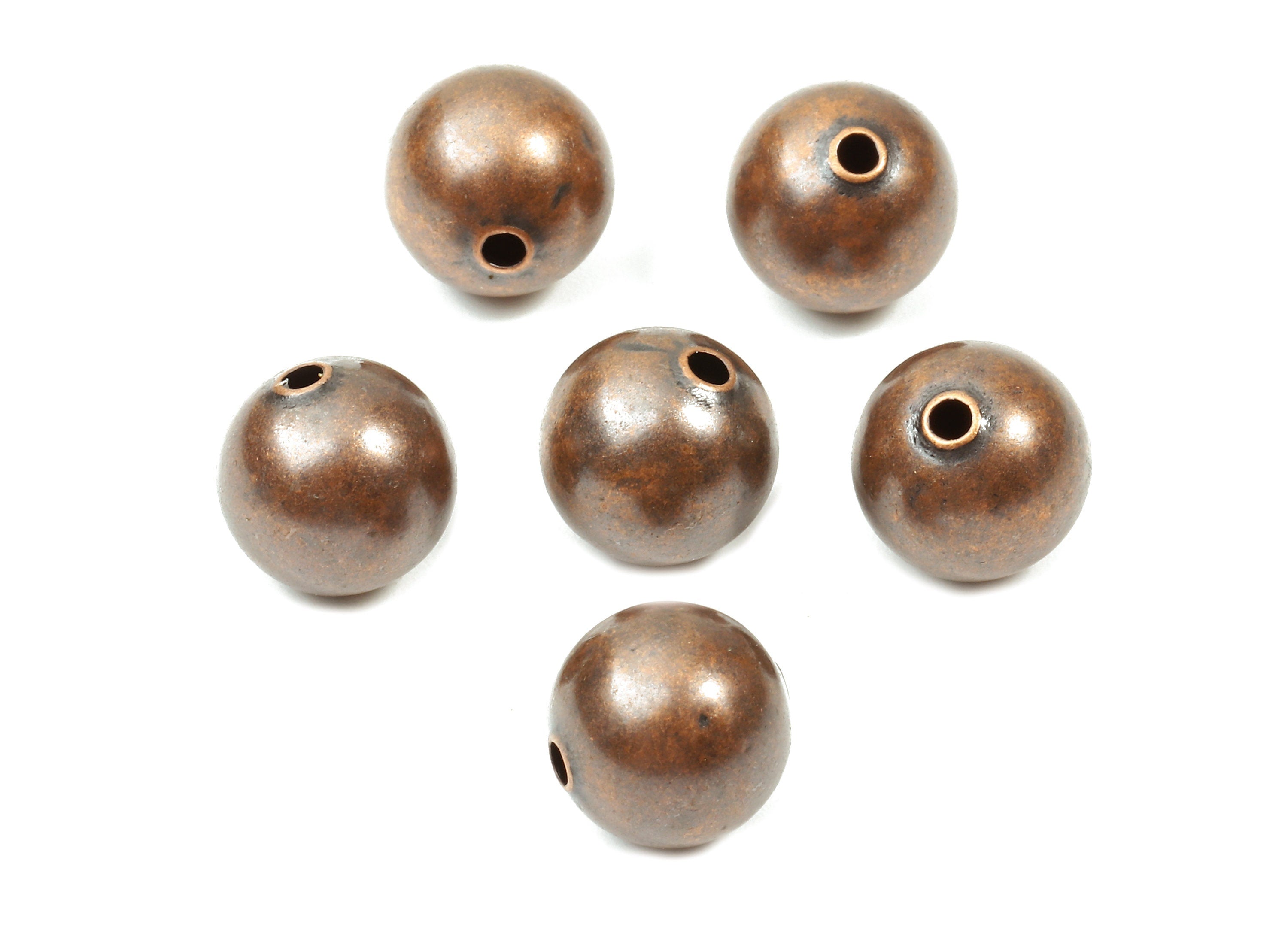 Brass Spacer Ball Beads 10 - Antique Copper Spacer Ball Beads - Necklace Beads - Earring Finding - Jewelry Supplies - 10.08x9.94mm - PP2819C - DOMEDBAZAAR