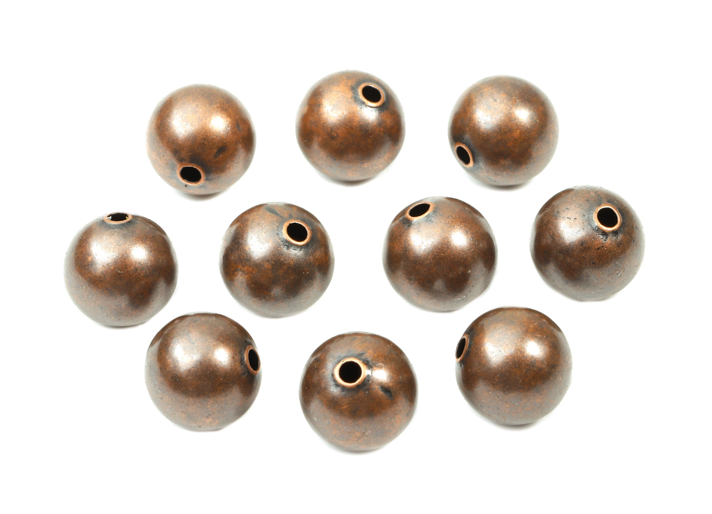 Brass Spacer Ball Beads 10 - Antique Copper Spacer Ball Beads - Necklace Beads - Earring Finding - Jewelry Supplies - 10.08x9.94mm - PP2819C - DOMEDBAZAAR