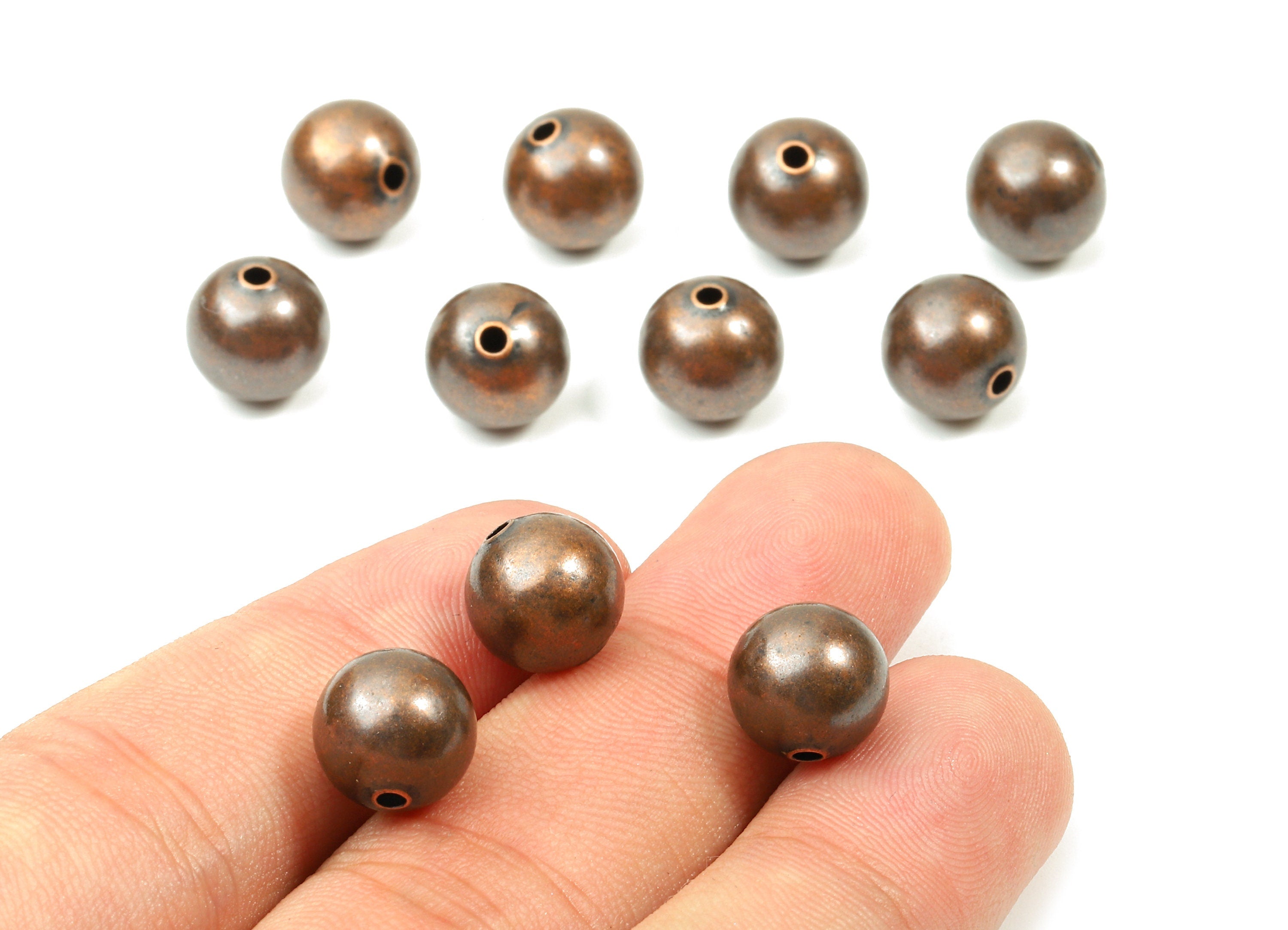Brass Spacer Ball Beads 10 - Antique Copper Spacer Ball Beads - Necklace Beads - Earring Finding - Jewelry Supplies - 10.08x9.94mm - PP2819C - DOMEDBAZAAR
